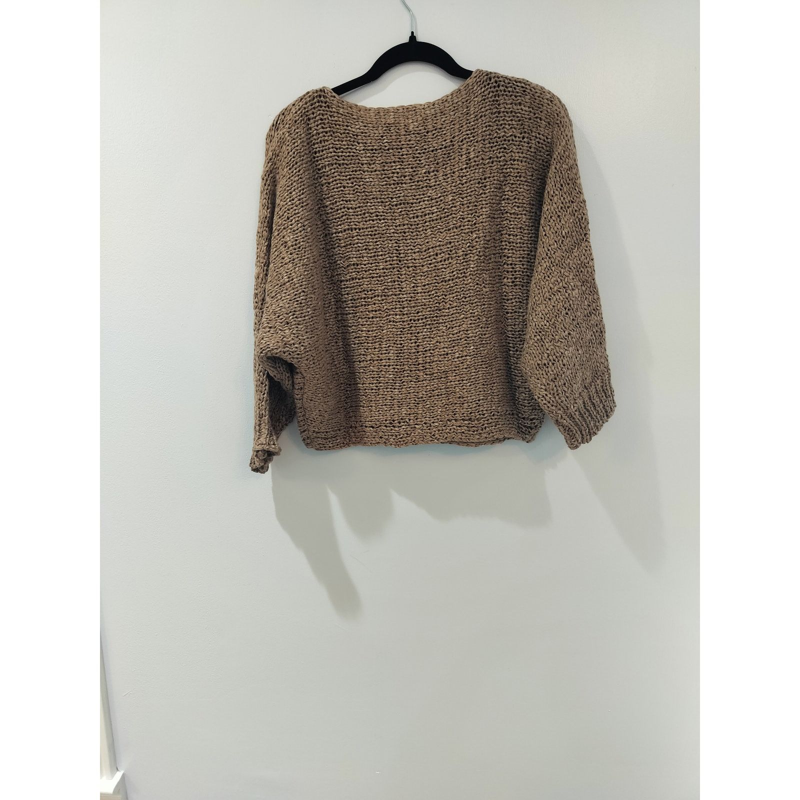 Other Brown Cropped Sweater Loose Knit Oversized Drop Shoulder S/M Size S / US 4 / IT 40 - 3 Thumbnail