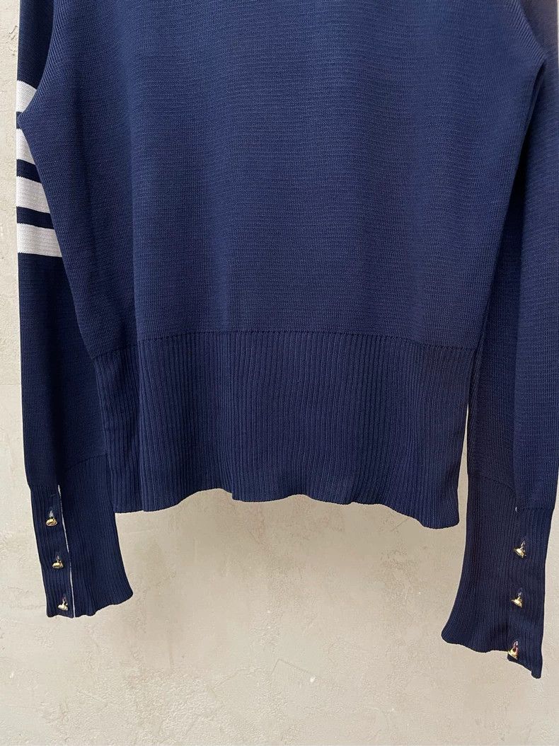 Thom Browne Thom browne Dark blue gold button four-striped knitted swea Size US XS / EU 42 / 0 - 4 Thumbnail