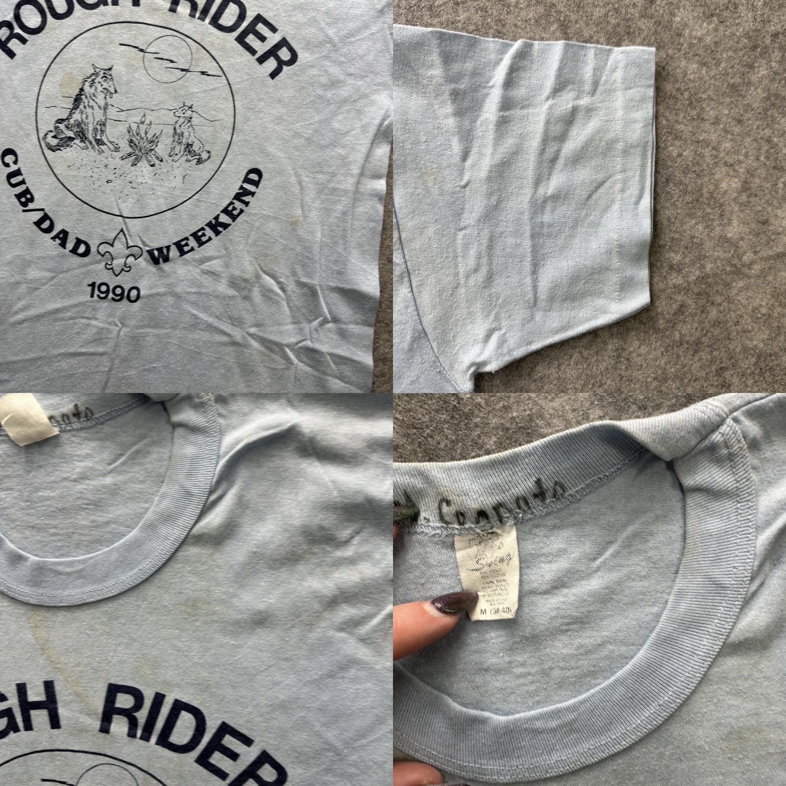 Vintage VINTAGE Rough Rider Cub Dad Weekend Shirt Mens M Blue 1990s Scout Camp Graphic Print Crew Neck Short Sleeve Men Size US M / EU 48-50 / 2 - 8 Thumbnail