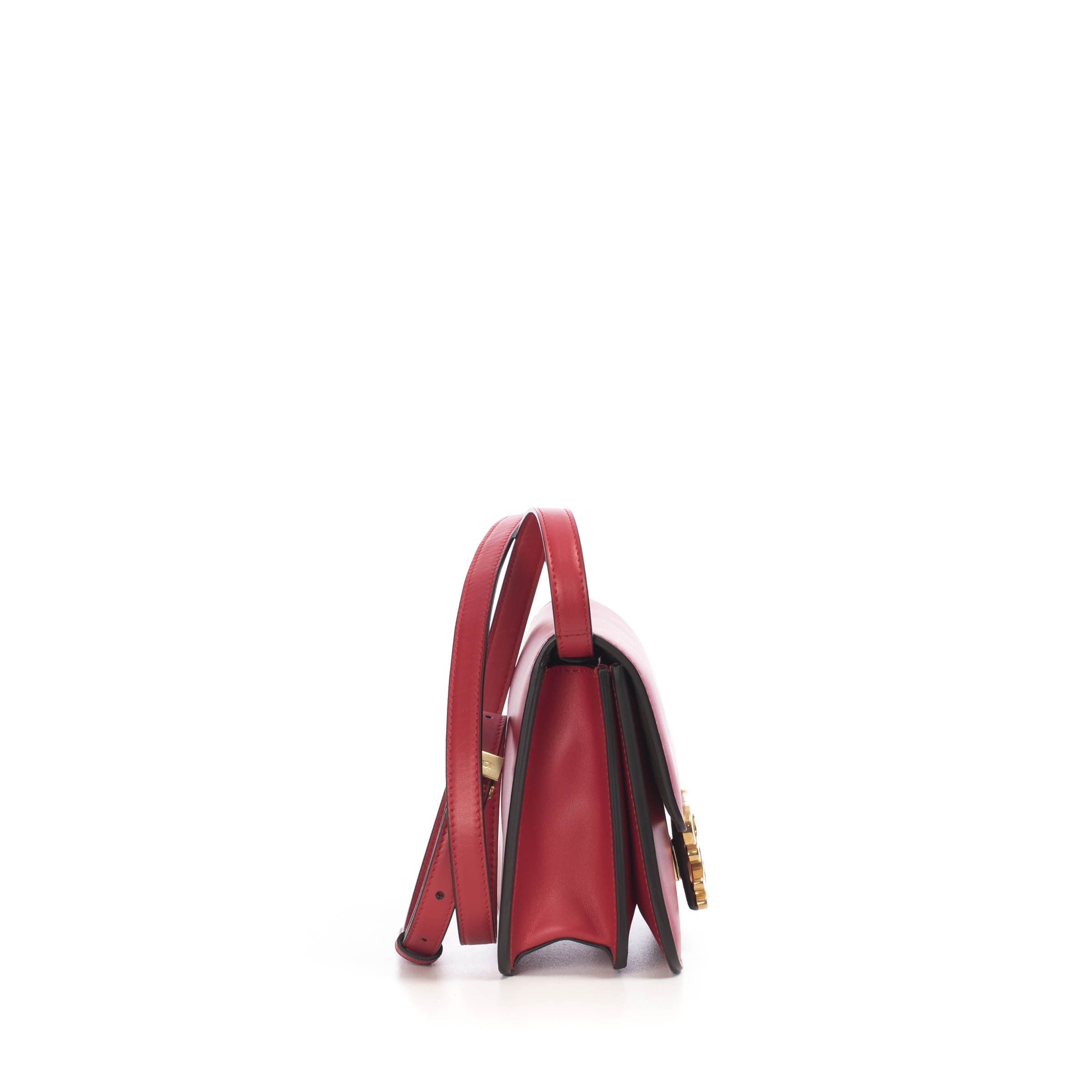 Fendi Karligraphy - Small Red Leather Bag with FF Buckle Size ONE SIZE - 8 Thumbnail