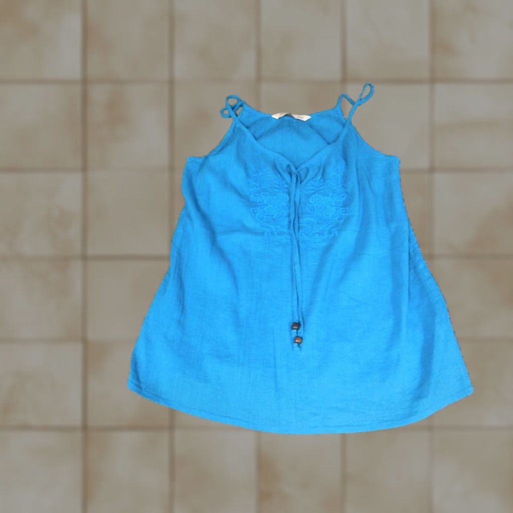 Old Navy Old Navy Womens Blouse XS Blue Pullover Sleeveless Collared 100% Cotton Casual Regular Shirt Women Size XS / US 0-2 / IT 36-38 - 1 Thumbnail
