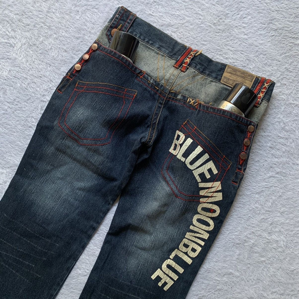 If Six Was Nine Crazy design by blue moon blue denim pants Size US 32 / EU 48 - 9 Thumbnail
