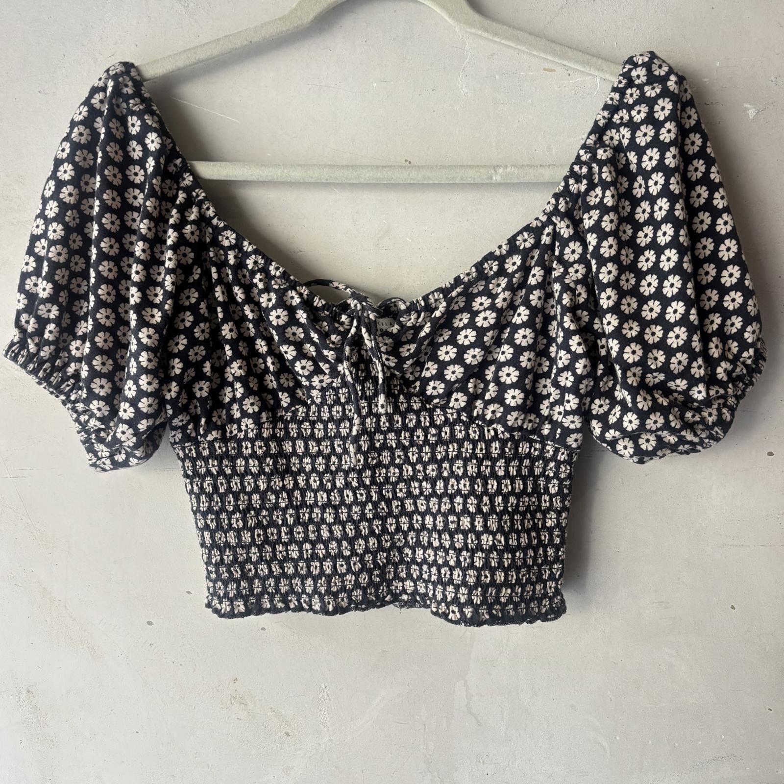 Billabong Billabong Women's Floral Puff Sleeve Smocked Crop Top Size L / US 10 / IT 46 - 5 Thumbnail