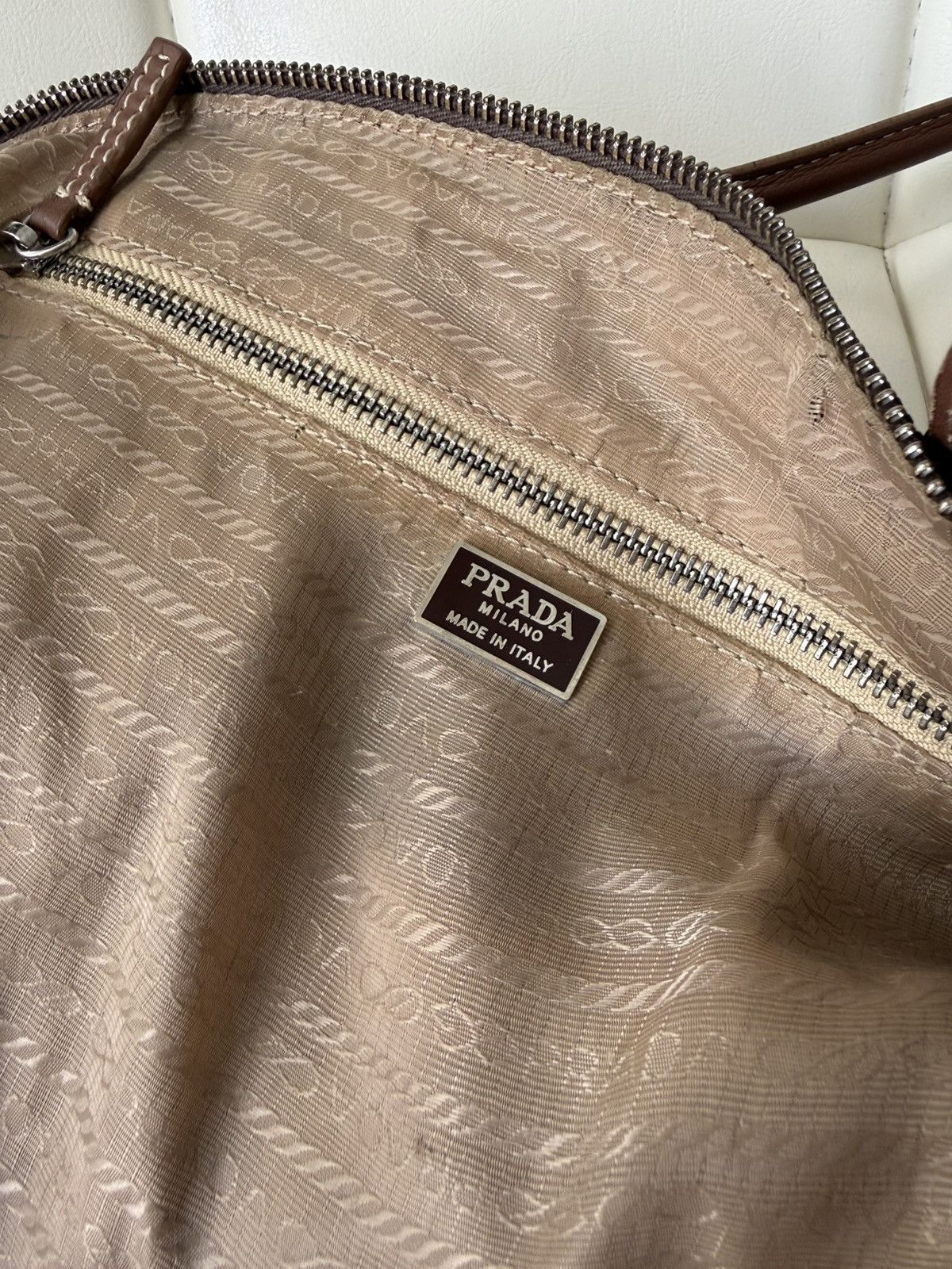 Prada Vintage 00s Prada Triangle Logo Nylon & Leather Brown Bag Size ONE SIZE - 25 Thumbnail