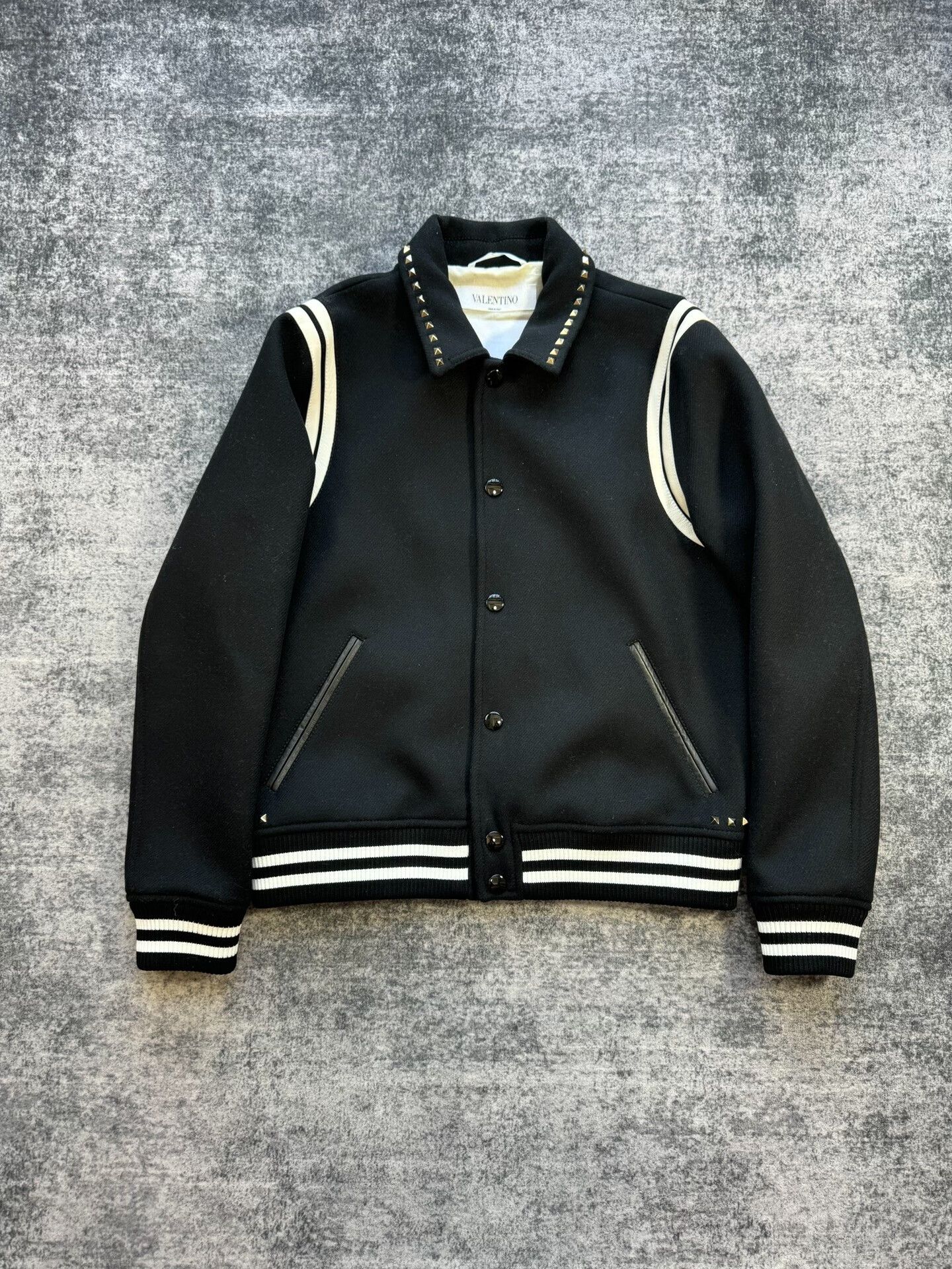 Valentino valentino black and white wool bomber jacket Size US L / EU 52-54 / 3 - 1 Thumbnail