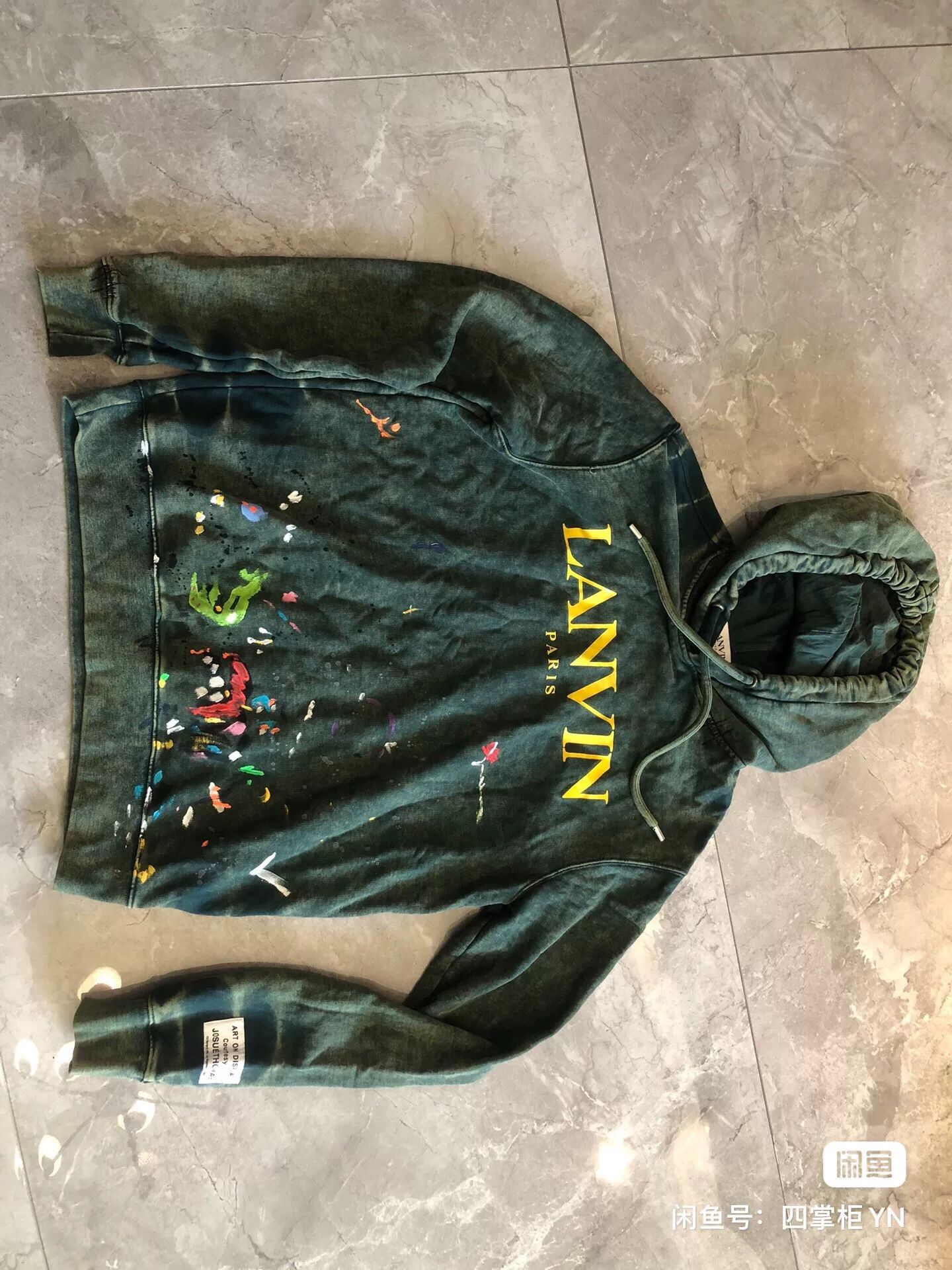 Lanvin LANVIN x GALLERY DEPT Green Distressed Hoodie Size S / US 4 / IT 40 - 1 Thumbnail