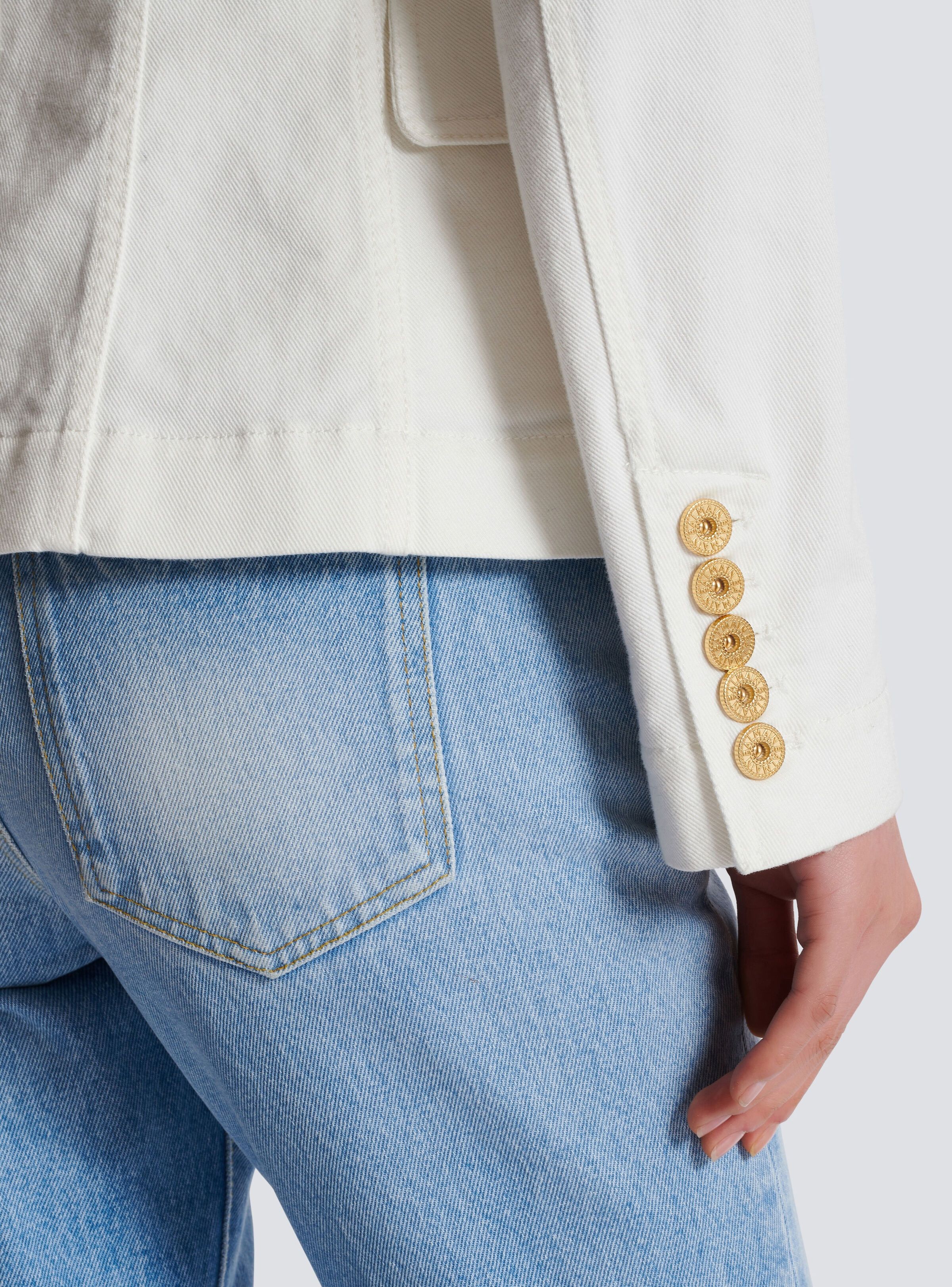 Balmain o1y0525 Denim Jacket in White Size M / US 6-8 / IT 42-44 - 4 Thumbnail