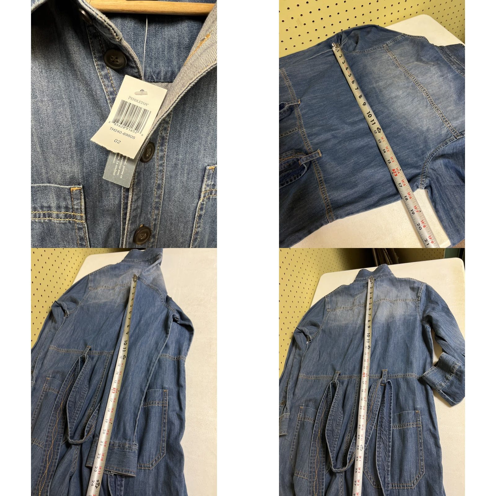 Pendleton Pendleton Blue Denim Chambray Utility Jumpsuit Coveralls Belted Size 2 NEW Women Button Belted Pockets 100% Cotton Boho Western Modern Size 26" / US 2 / IT 38 - 8 Thumbnail