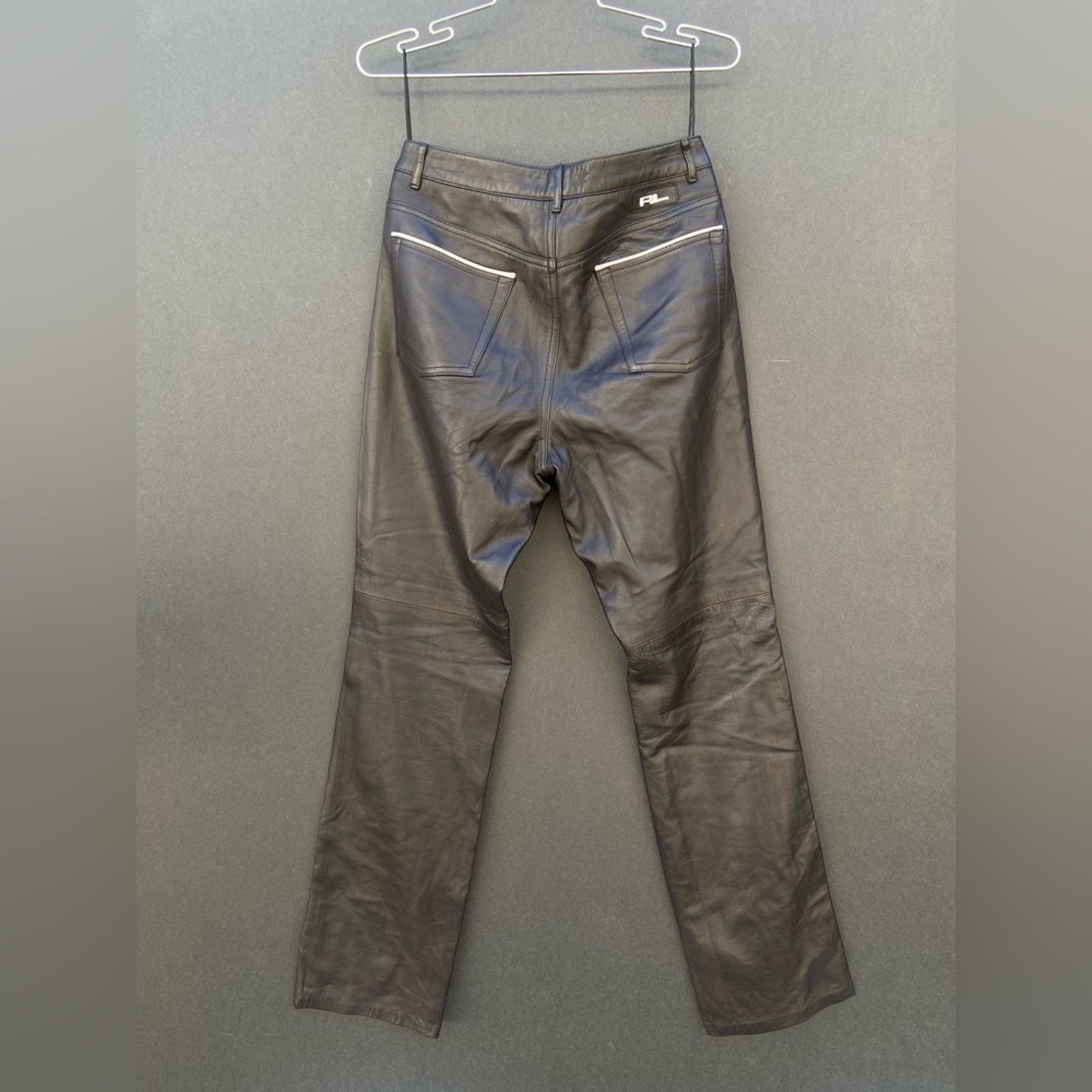 Ralph Lauren Purple Label VTG Ralph Lauren Collection leather pants w racing stripe Size 28" / US 6 / IT 42 - 4 Thumbnail