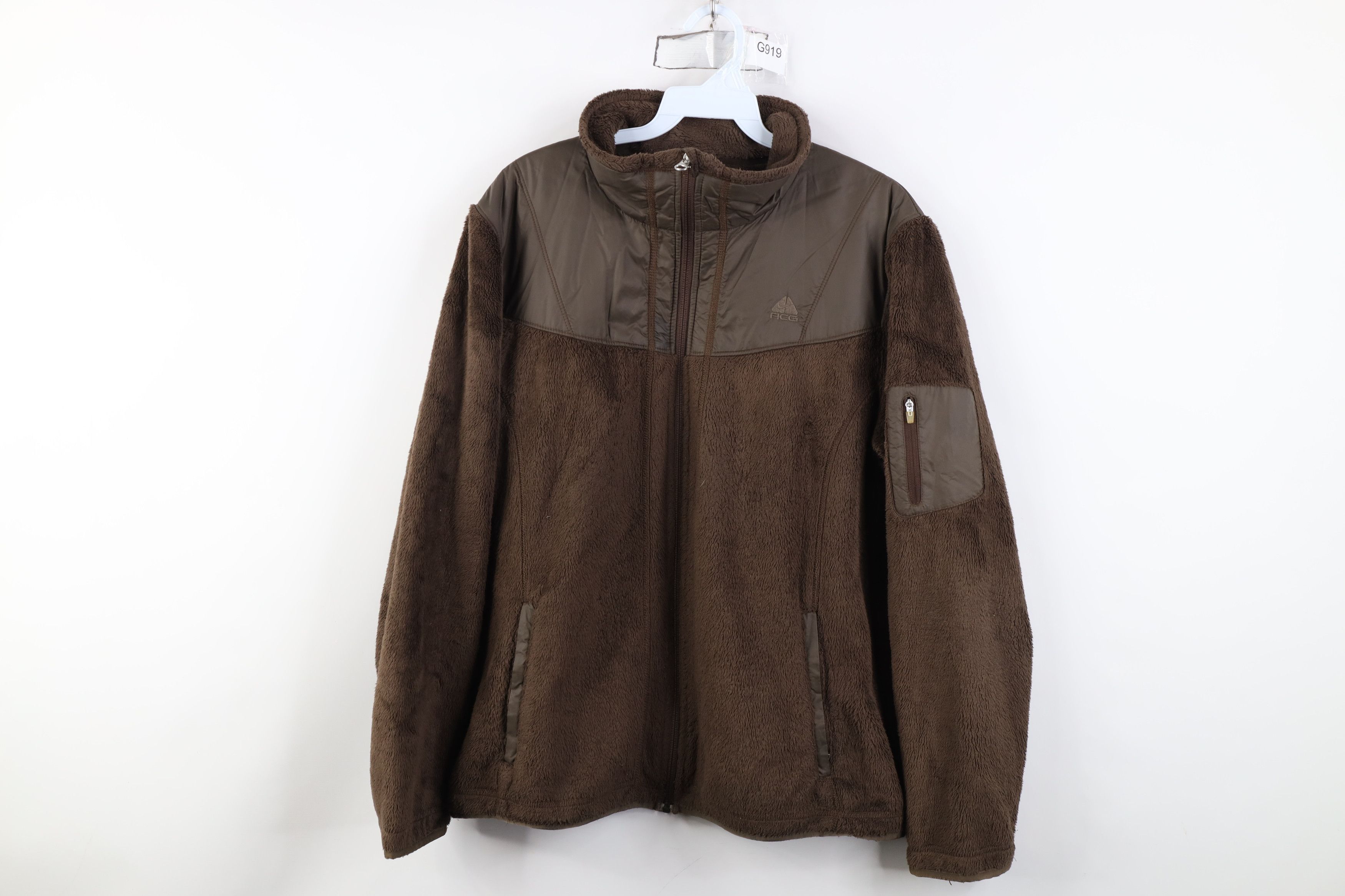 Vintage Y2K Nike ACG Swoosh Deep Pile Fleece Jacket Brown