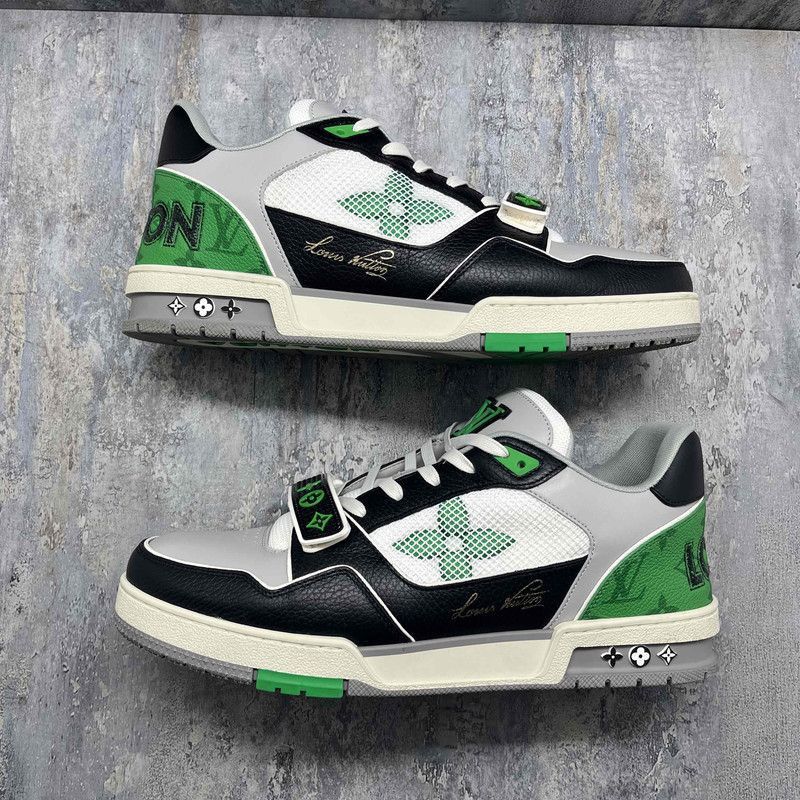 Louis Vuitton Louis Vuitton Trainer Low Top Sneakers in Black Green -2508 Size US 10.5 / EU 43-44 - 6 Thumbnail