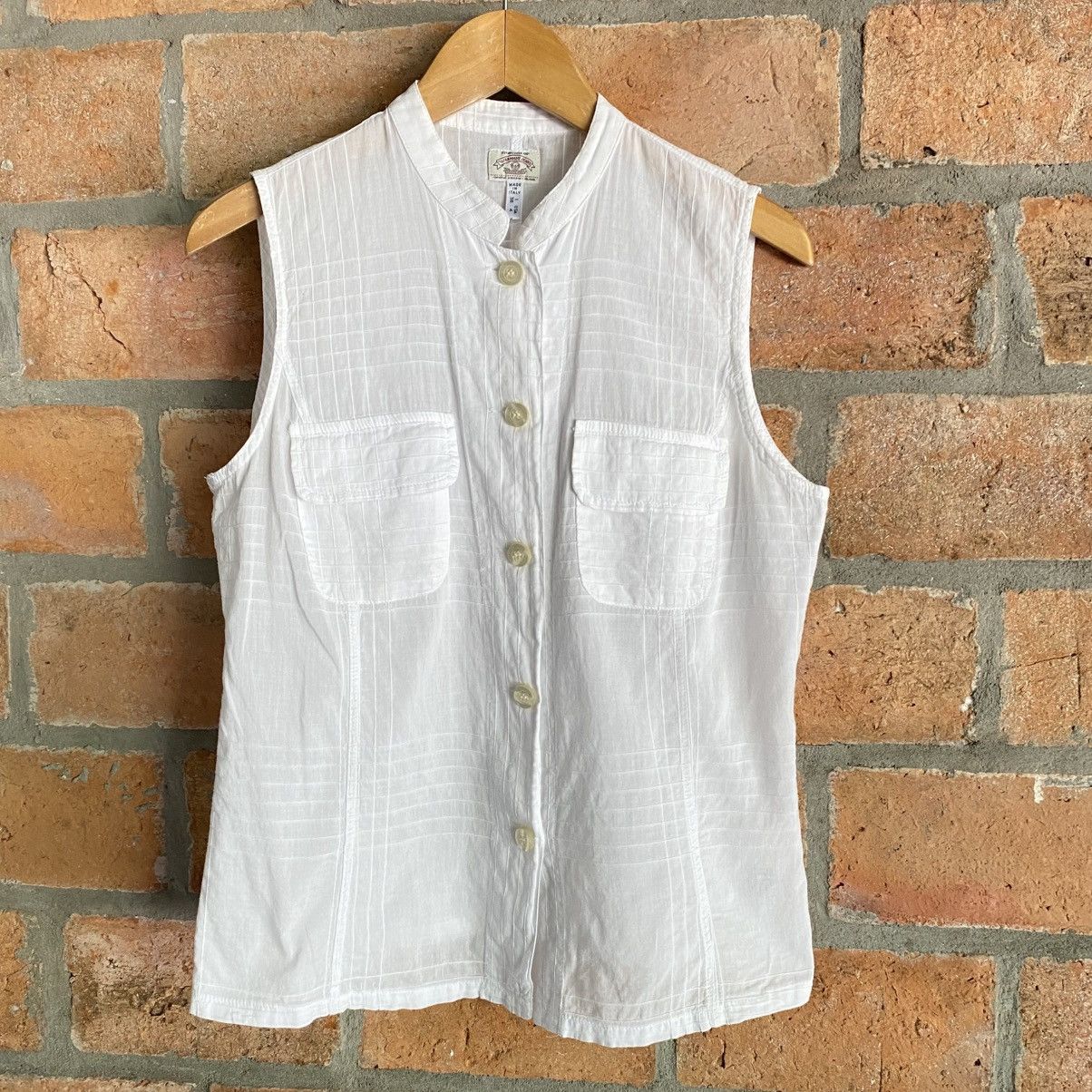 Armani ARMANI JEANS White Sleeveless Mandarin Collar Top Size S / US 4 / IT 40 - 1 Thumbnail