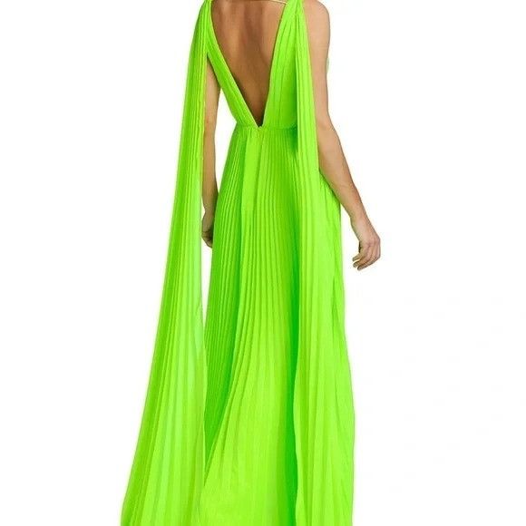 Monique Lhuillier ML Monique Lhuillier Neon Pleated Chiffon Evening Gown US 4 Size S / US 4 / IT 40 - 3 Thumbnail