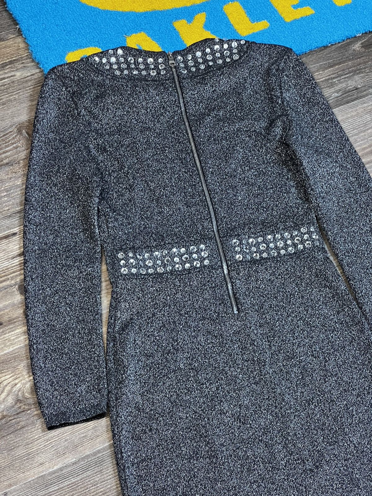 Balmain Balmain Metallics Lurex Knit Crystal Embellished Mini Dress Size M / US 6-8 / IT 42-44 - 7 Thumbnail