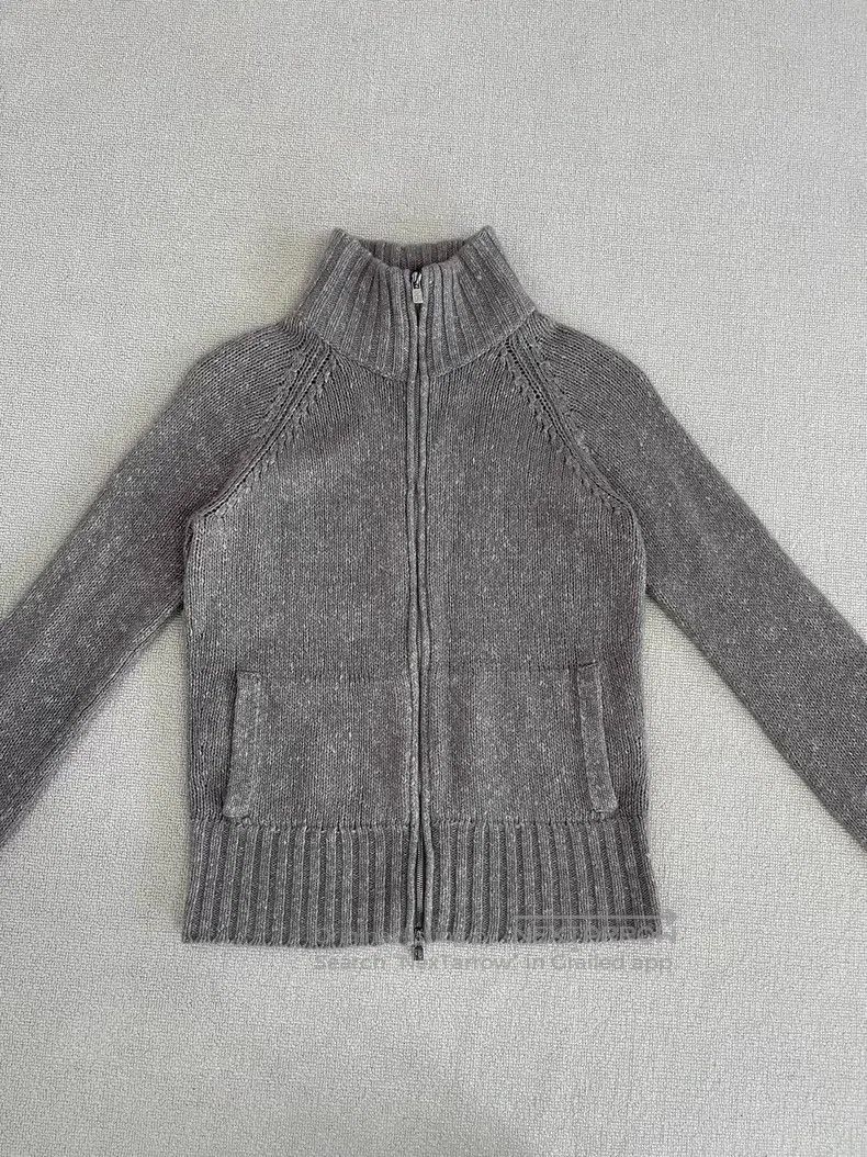 Loro Piana Loro Piana Solid Color Zipper Stand Collar Ribbed Cashmere Size XS / US 0-2 / IT 36-38 - 1 Thumbnail