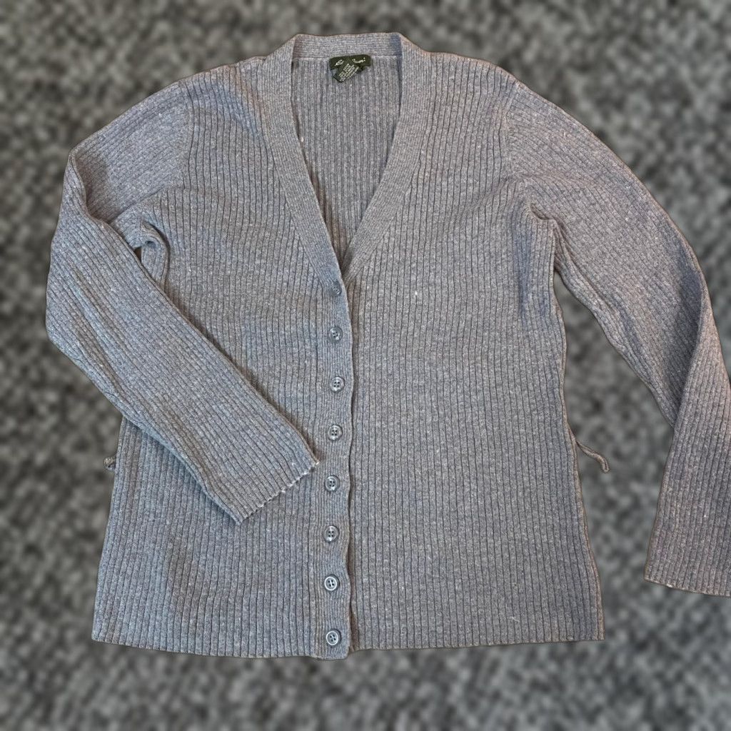 Eddie Bauer Eddie Bauer Womens Grey Ribbed Button Front Cardigan Sweater Size L Size L / US 10 / IT 46 - 1 Thumbnail