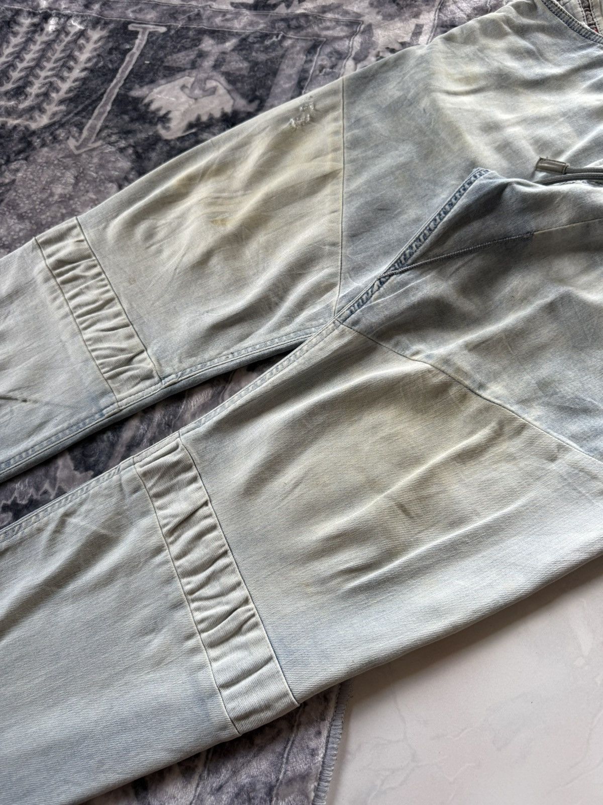 Diesel × Vintage 2000s Diesel Narrot Dr-Ne Denim Hybrid Sweatpants Size US 31 - 5 Thumbnail