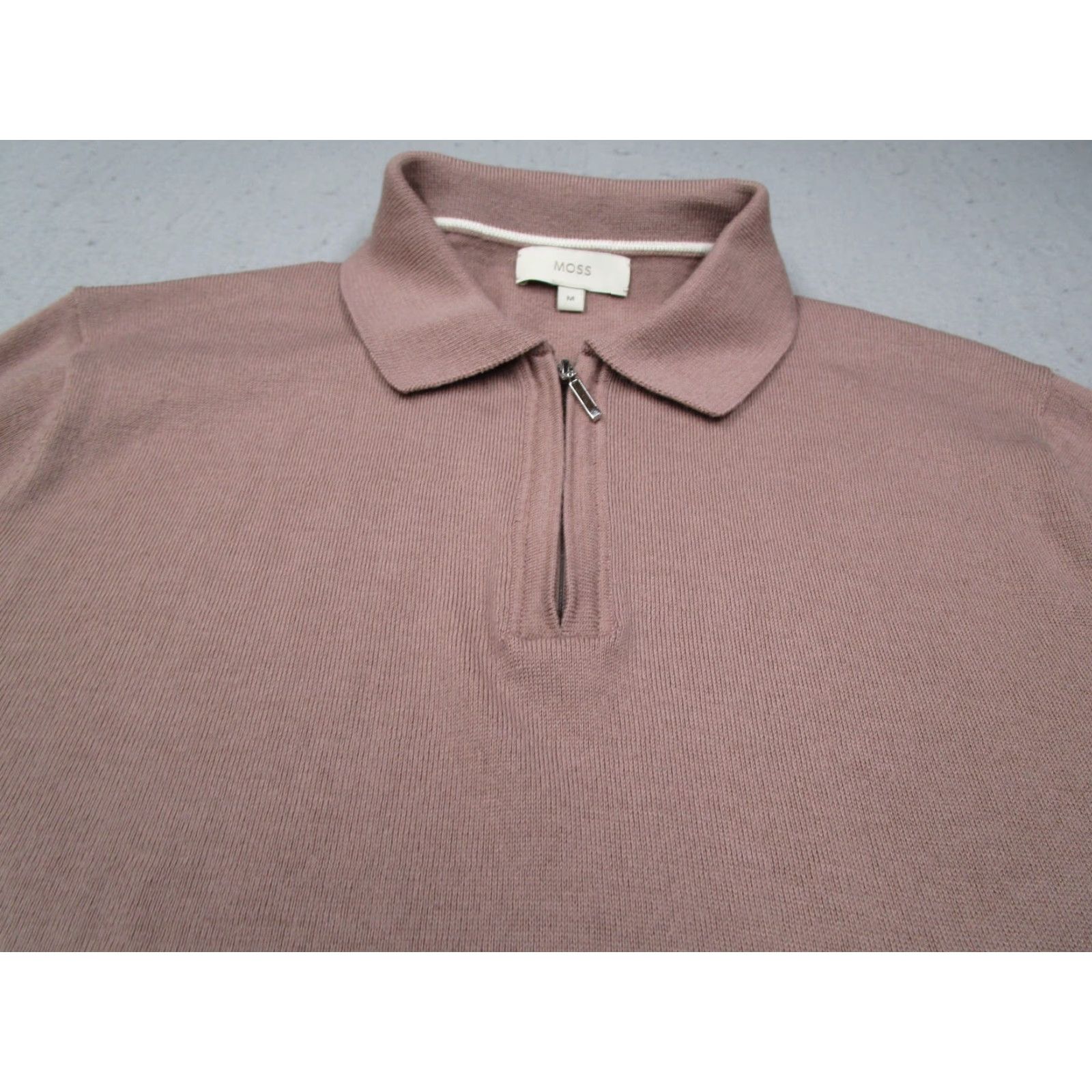 Vintage VINTAGE Moss Men's Polo Shirt Short Sleeve 1/4 Zip Knit Merino Wool Pink Casual Golf Travel Medium Size US M / EU 48-50 / 2 - 2 Thumbnail