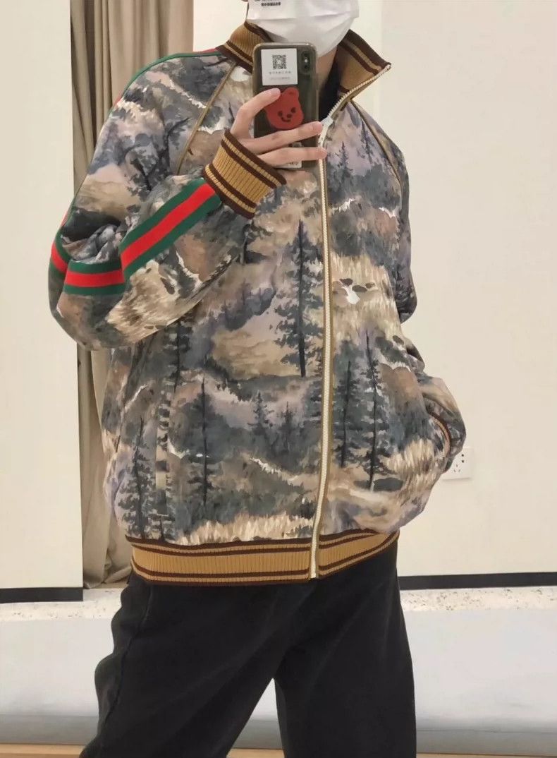 Gucci Gucci Co-branded color-blocking oil painting deep forest pr Size US M / EU 48-50 / 2 - 9 Thumbnail