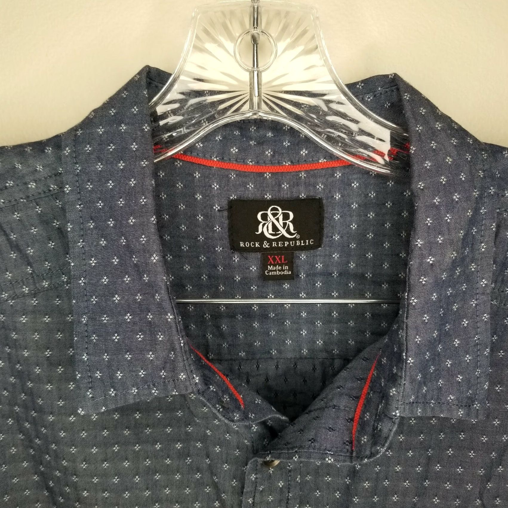 Vintage ROCK & REPUBLIC Men's Long Sleeve Button-Up Shirt 2XL Blue Size US XXL / EU 58 / 5 - 3 Thumbnail