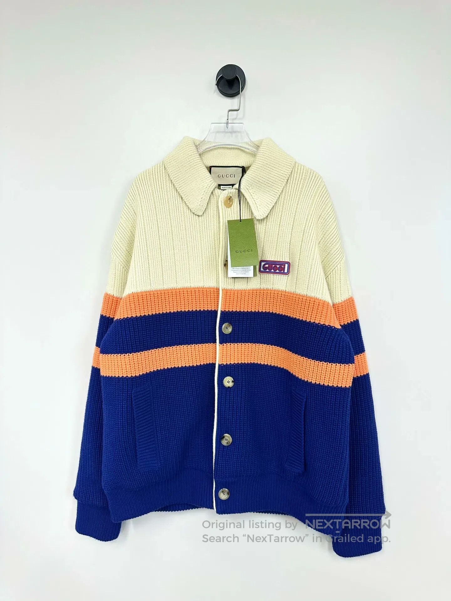 Gucci Guicci Color Blocked Embroidered Logo Knit Jacket| Size US S / EU 44-46 / 1 - 1 Thumbnail