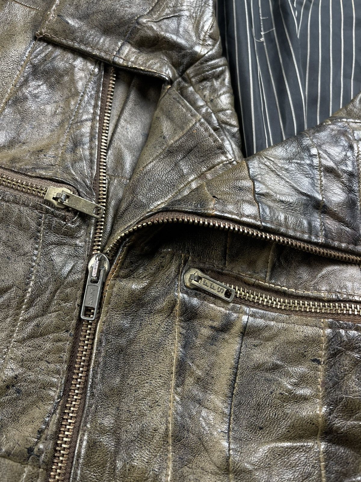 Genuine Leather Vintage Patchwork Avant Garde Genuine Leather Jacket Brown Size US L / EU 52-54 / 3 - 5 Thumbnail