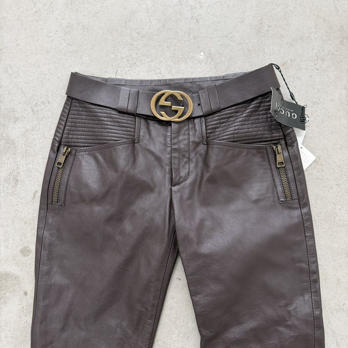 Gucci Gucci by Tom Ford FW2003 Interlocking Leather Pants Size 26" / US 2 / IT 38 - 3 Thumbnail