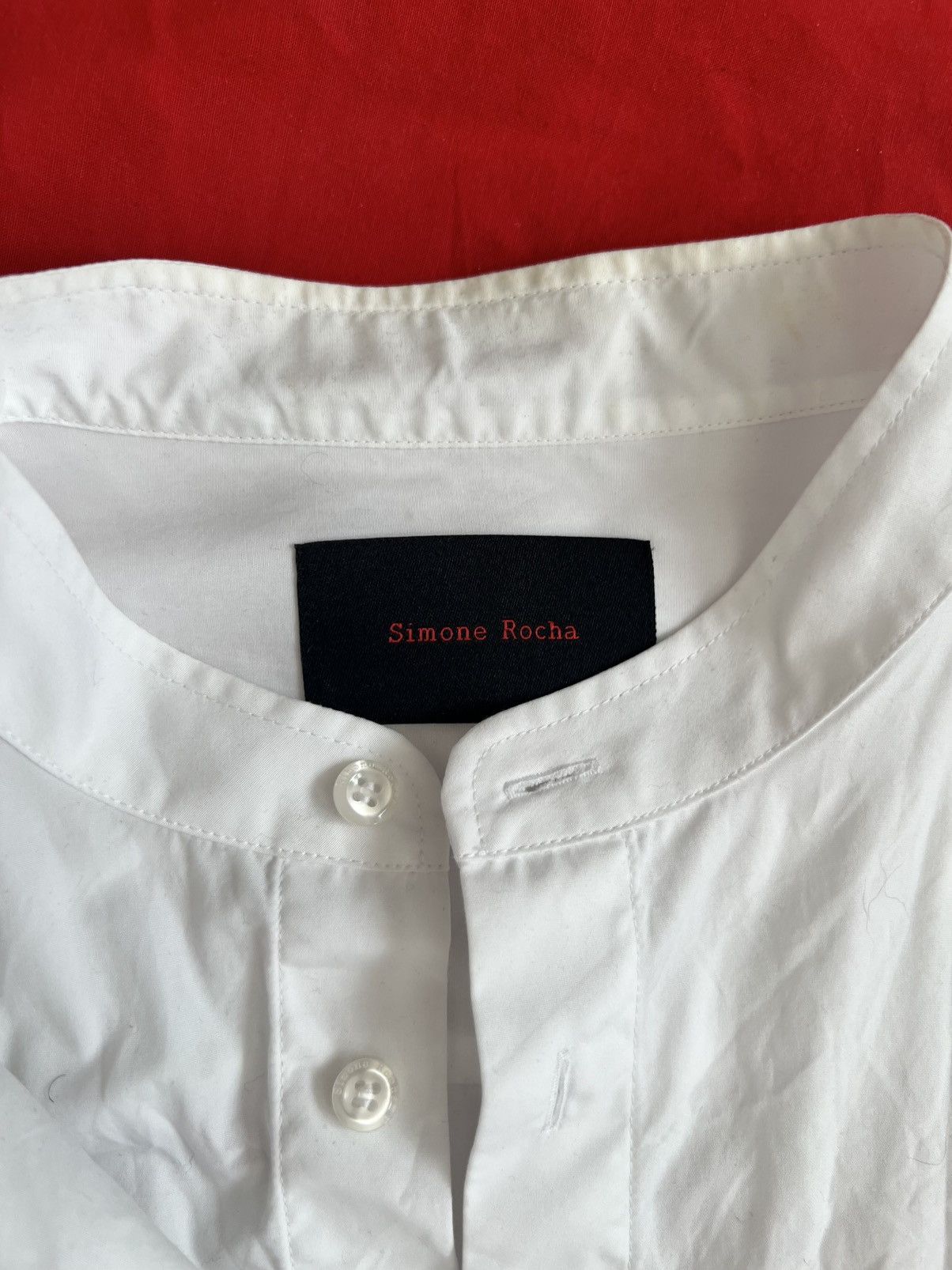 Simone Rocha Simone Rocha White Floral Draped Shirt – Runway Size US L / EU 52-54 / 3 - 4 Thumbnail