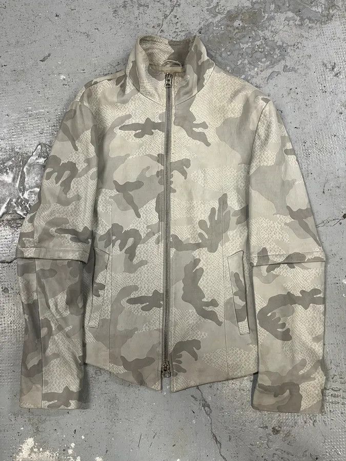 Emporio Armani × Vintage SS2011 Emporio Armani Grey Camo Leather Jacket Size US M / EU 48-50 / 2 - 4 Thumbnail