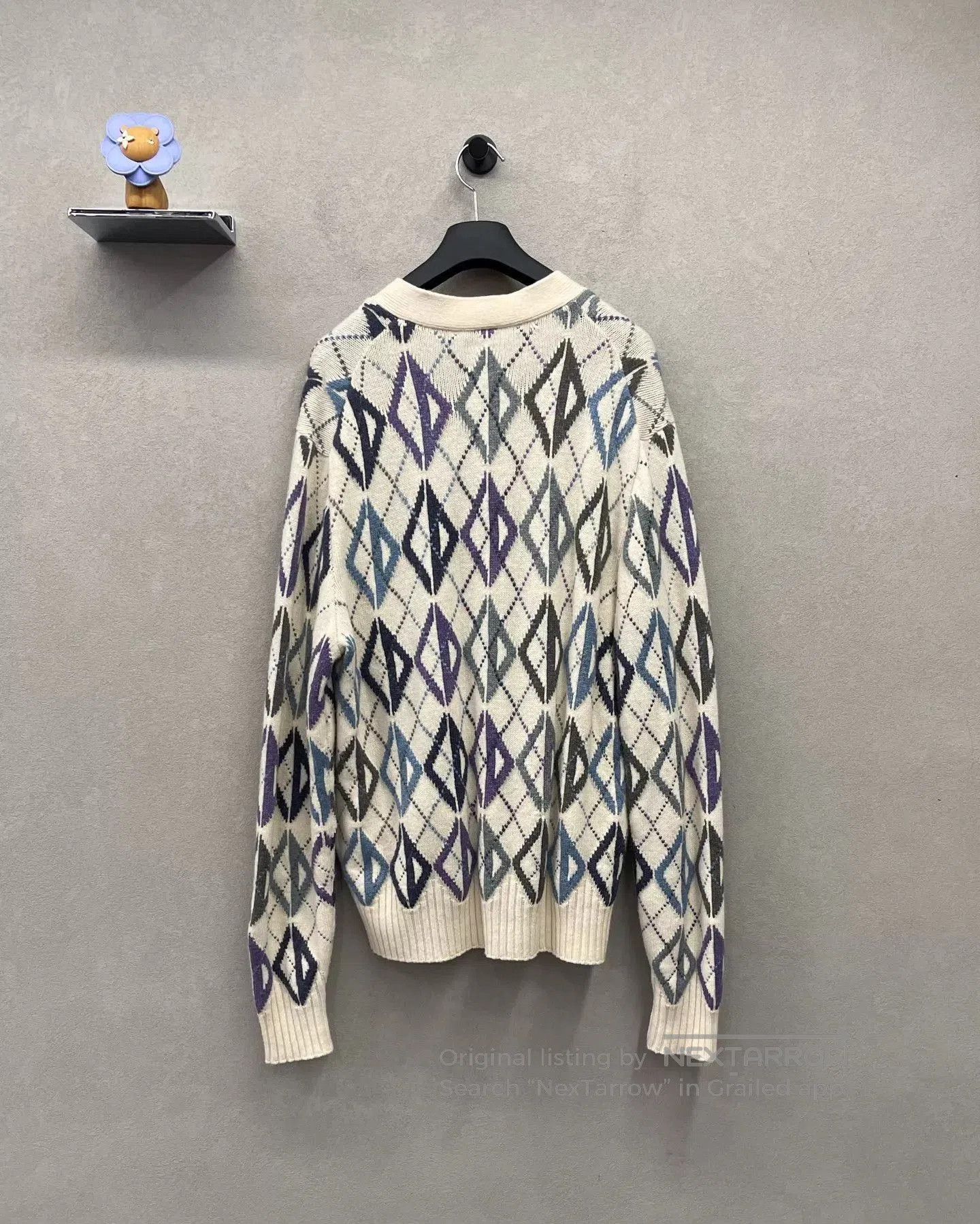 Dior Multi Diamond Pattern V-Neck Cardigan - Size M. Size US M / EU 48-50 / 2 - 2 Thumbnail