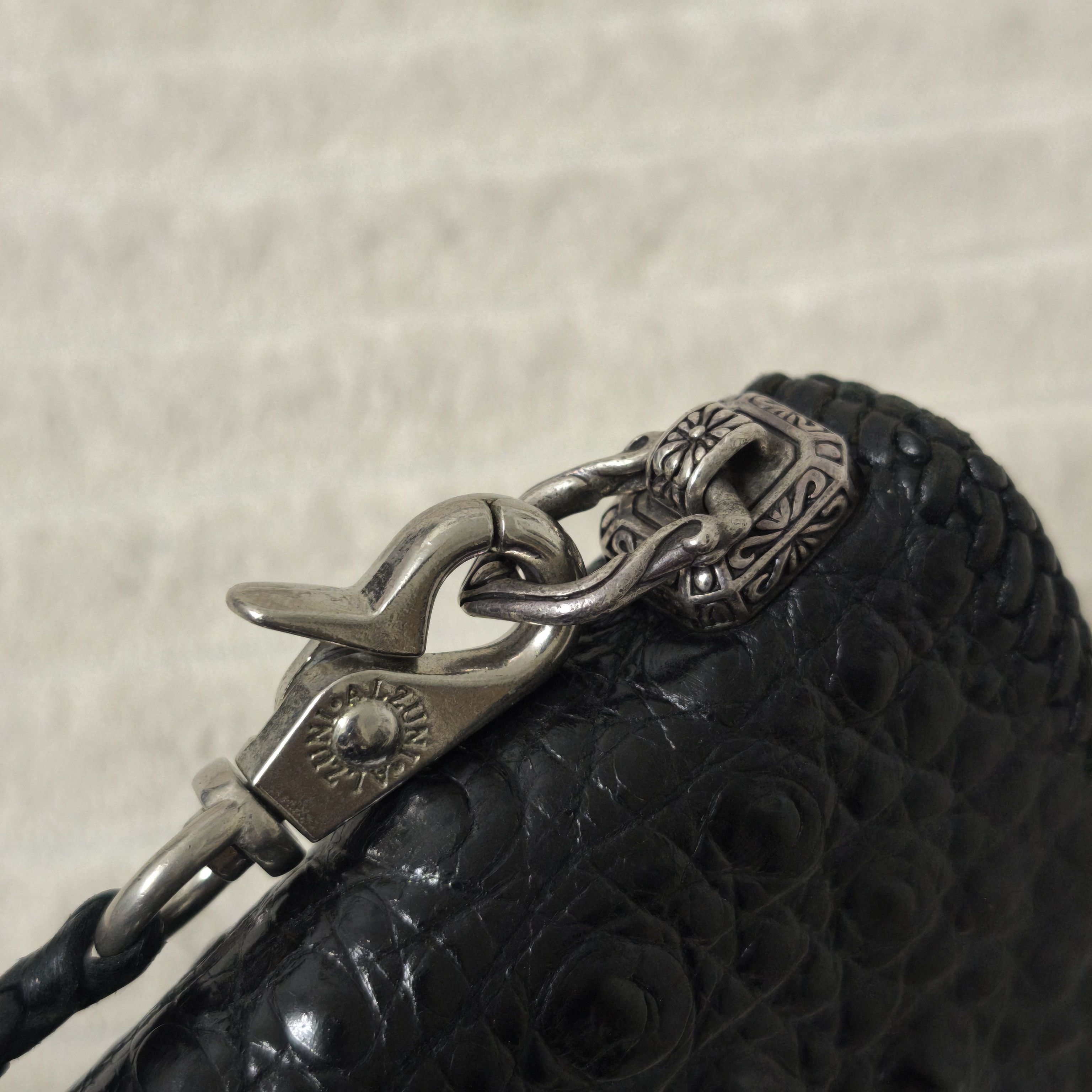 Japanese Brand Alzuni Crocodile Leather Long Wallet Silver Hardware Biker Size ONE SIZE - 12 Thumbnail
