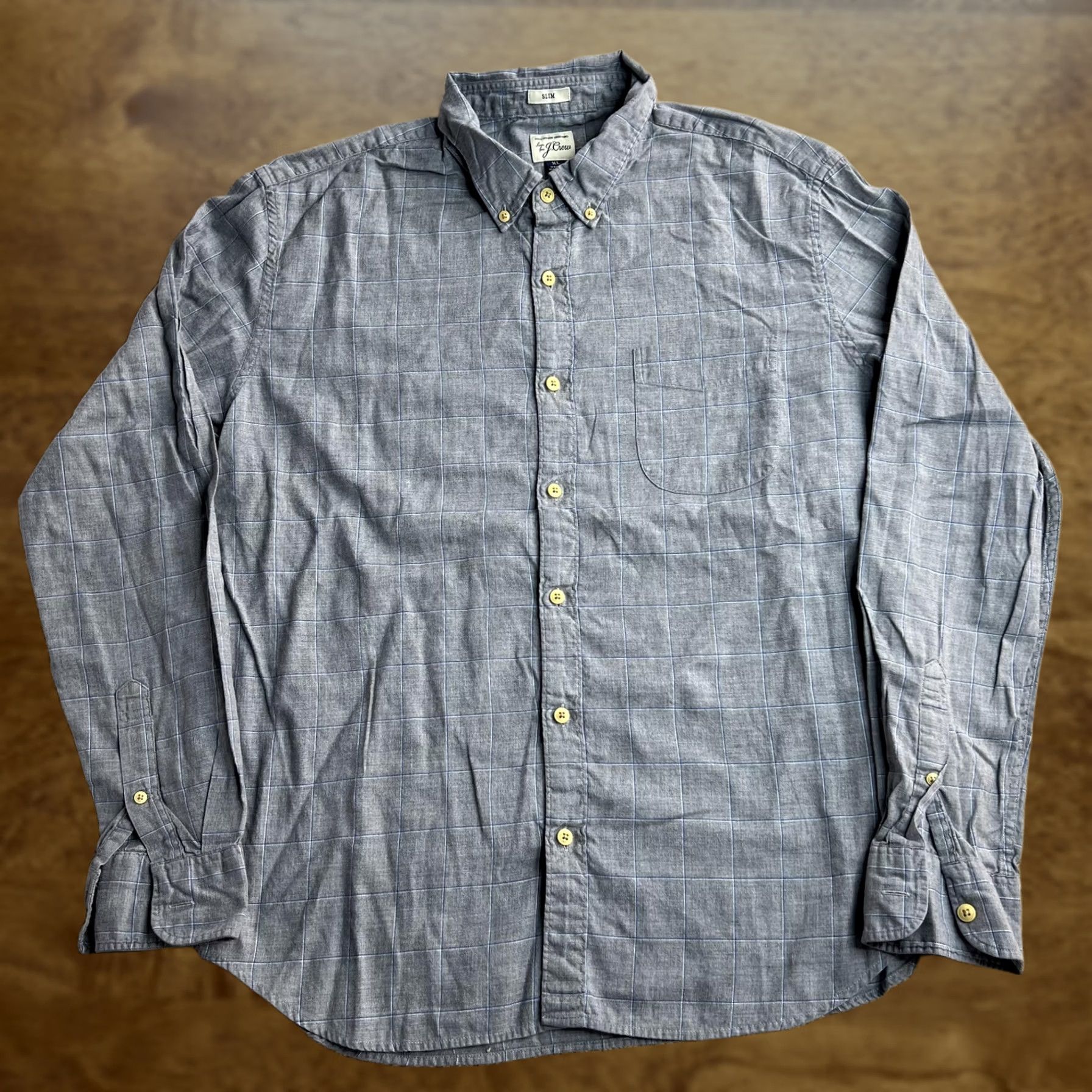 J.Crew J.Crew Shirt Mens XL Gray Check Long Sleeve Button Down Slim Fit Casual Cotton Size US XL / EU 56 / 4 - 1 Thumbnail