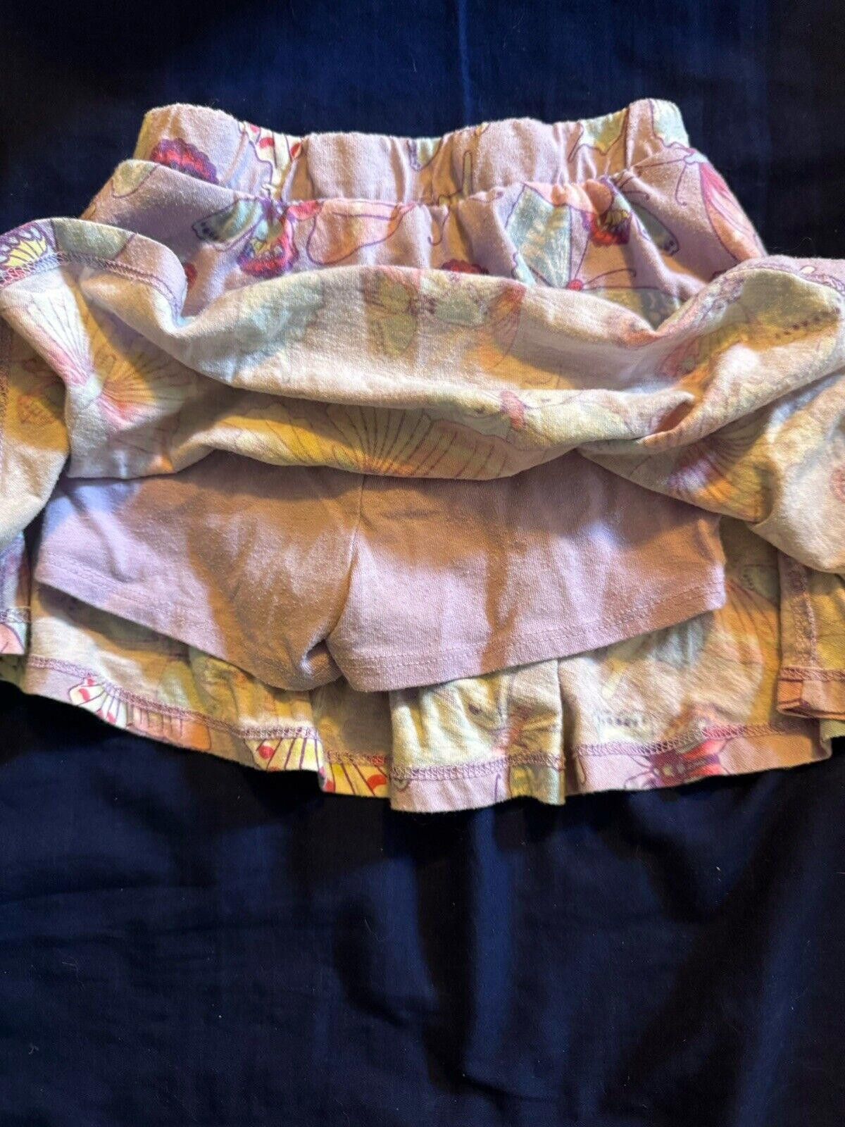 Designer 3T Pink Butterfly Skirt Built In Shorts Size 24" / US 00 / IT 34 - 3 Thumbnail