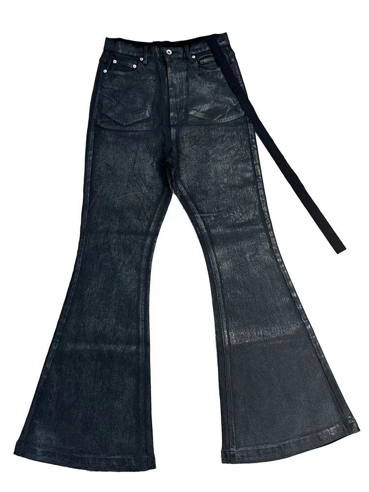 Japanese Brand × Vintage Black Punk Style Wide Leg Jeans Size US 34 / EU 50 - 3 Thumbnail
