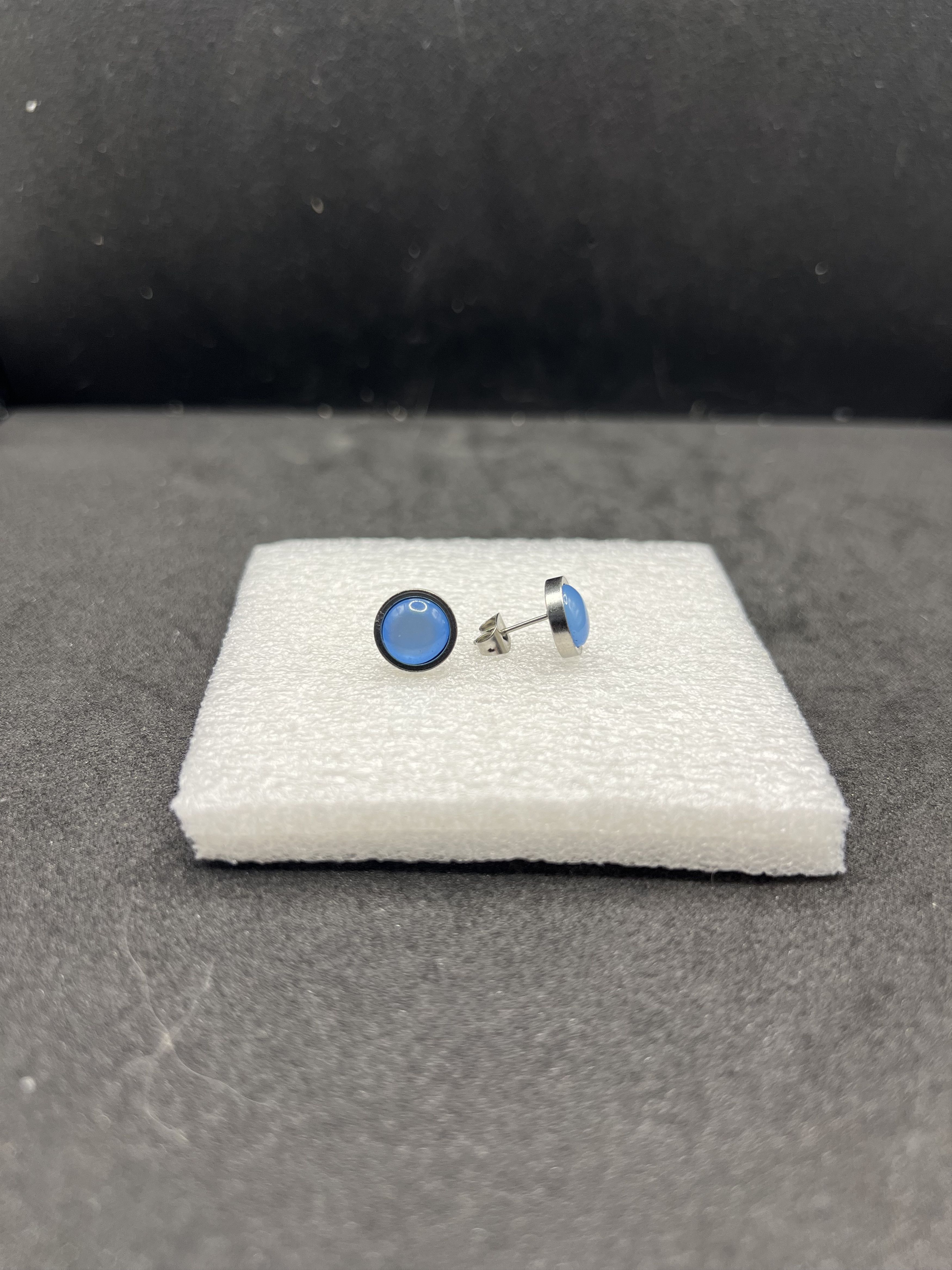 Handmade Sky Blue Crystal Stainless Steel Stud Earrings Size ONE SIZE - 1 Thumbnail