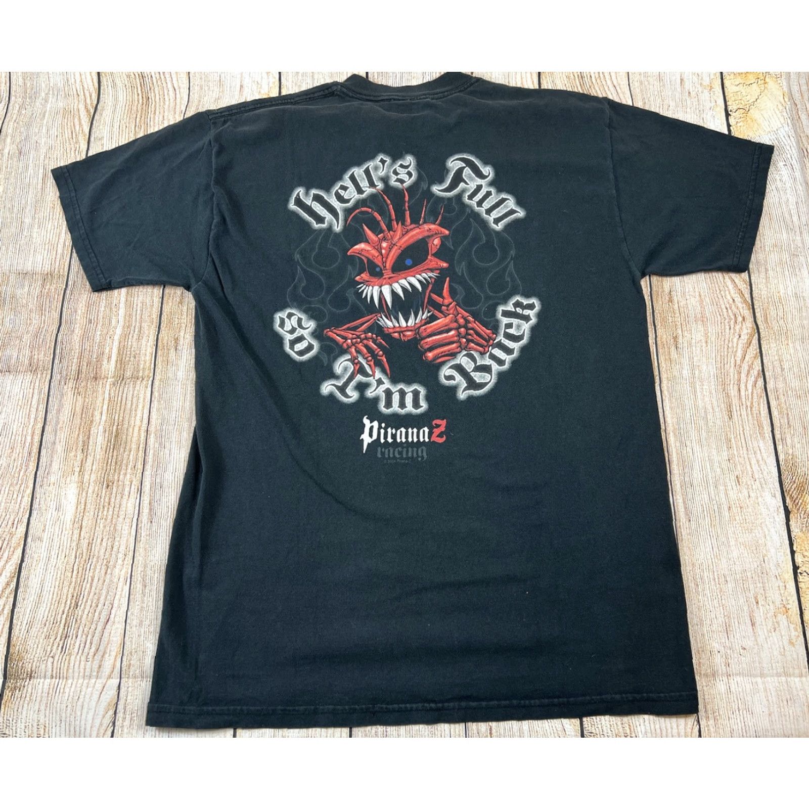 Vintage VINTAGE Pirana T-Shirt Racing Gear Mens Black L Shirt Short Sleeve Size L Size US L / EU 52-54 / 3 - 2 Thumbnail