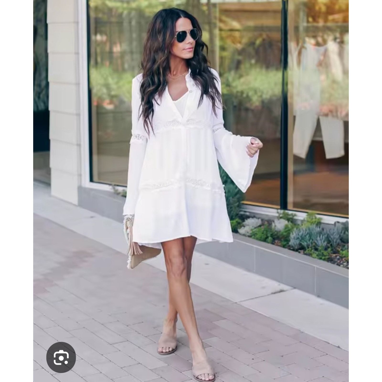 Bcbgmaxazria BCBG MAX AZRIA OFF WHITE Jackleen Ruffle Flare Mini Dress S Size S / US 4 / IT 40 - 5 Thumbnail