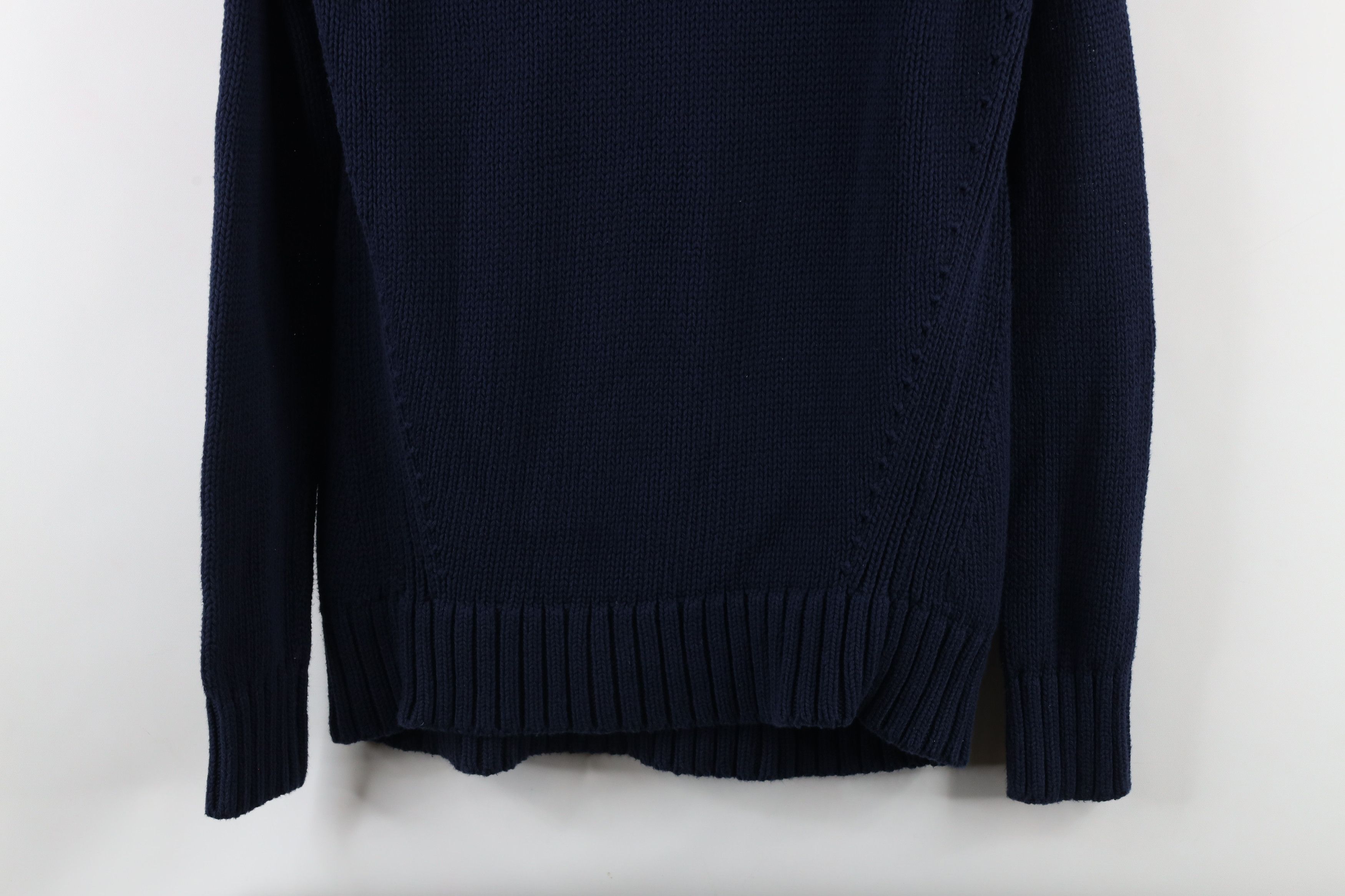 J.Crew × Vintage Vintage 90s J Crew Cotton Ribbed Marled Knit Sweater Blue Size S / US 4 / IT 40 - 3 Thumbnail