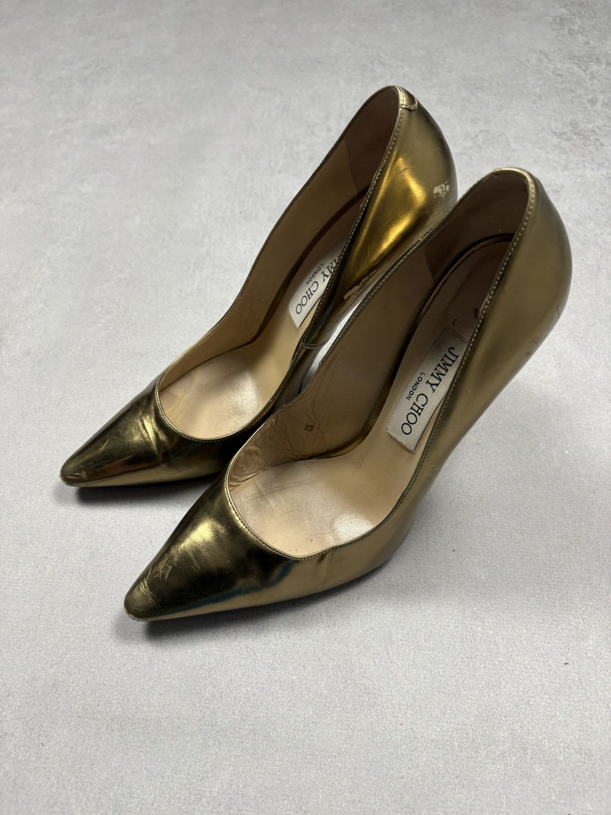 Jimmy Choo Jimmy Choo Gold Metallic Leather Pumps Rare Heels Luxury Size US 8.5 / IT 38.5 - 2 Thumbnail