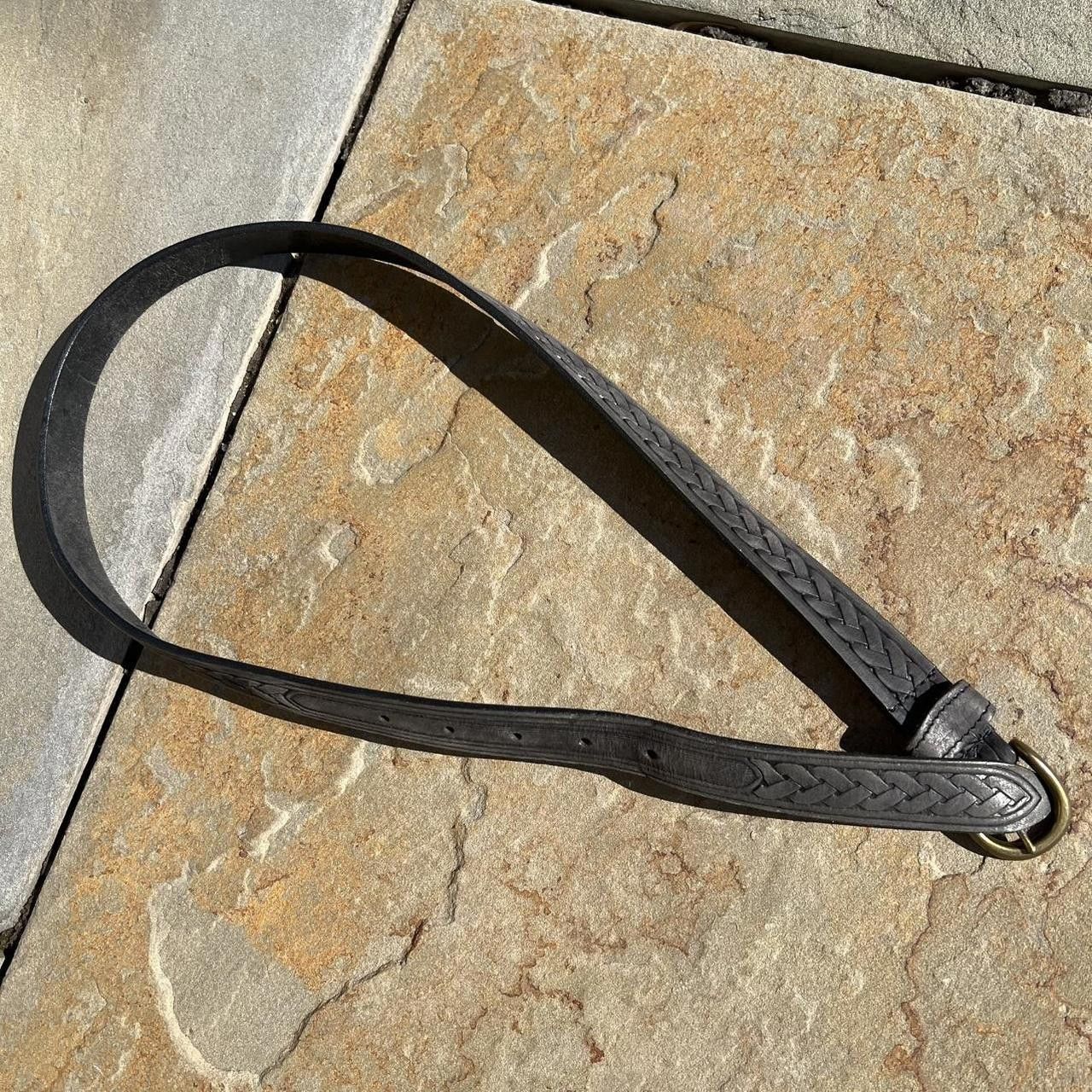 Northern Reflections Vintage 90s Black Grey Italian Leather Belt Embossed Woven Size ONE SIZE - 1 Thumbnail