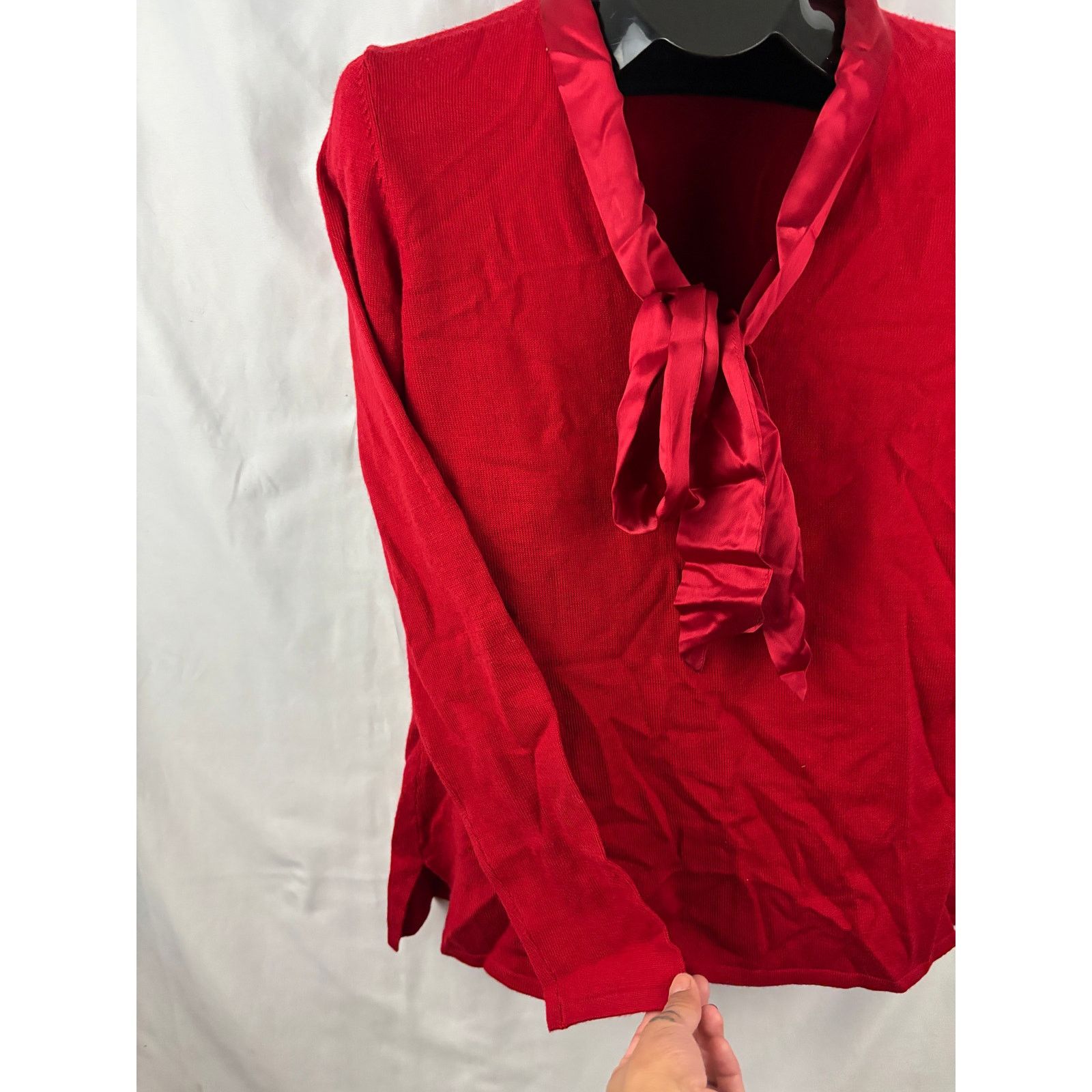 J. Peterman J. Peterman Red Wool Blend Sweater Silk Ribbon Tie MEDIUM Size M / US 6-8 / IT 42-44 - 7 Thumbnail