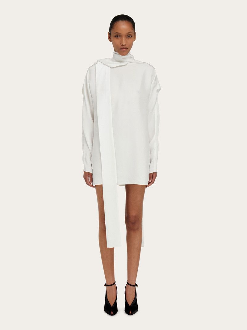 Salvatore Ferragamo o1s1rm0426 Kimono Style Mini Dress in White Size L / US 10 / IT 46 - 2 Thumbnail