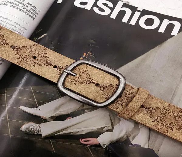 Other Elegant Floral Leather Belt Size ONE SIZE - 4 Thumbnail