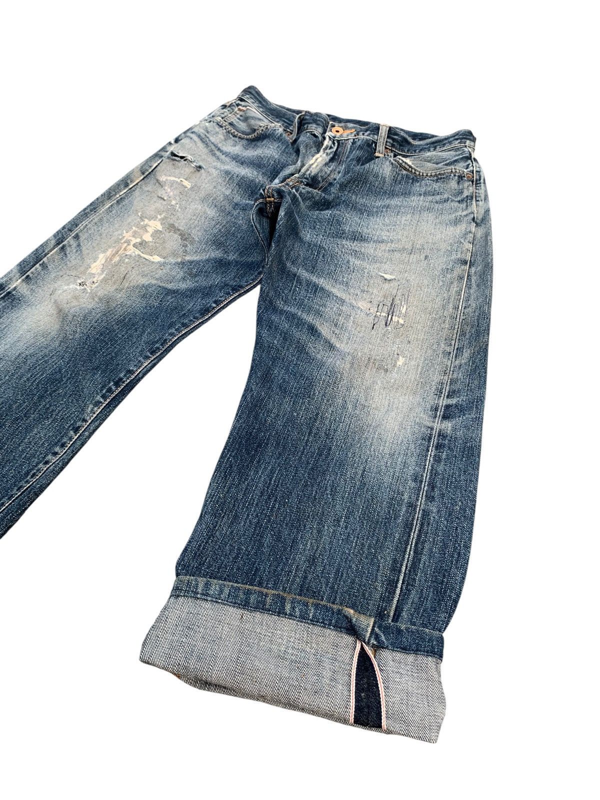 Edwin VINTAGE EDWIN 505 SELVEDGE FADED & RUSTY DISTRESSED DENIM Size US 32 / EU 48 - 5 Thumbnail