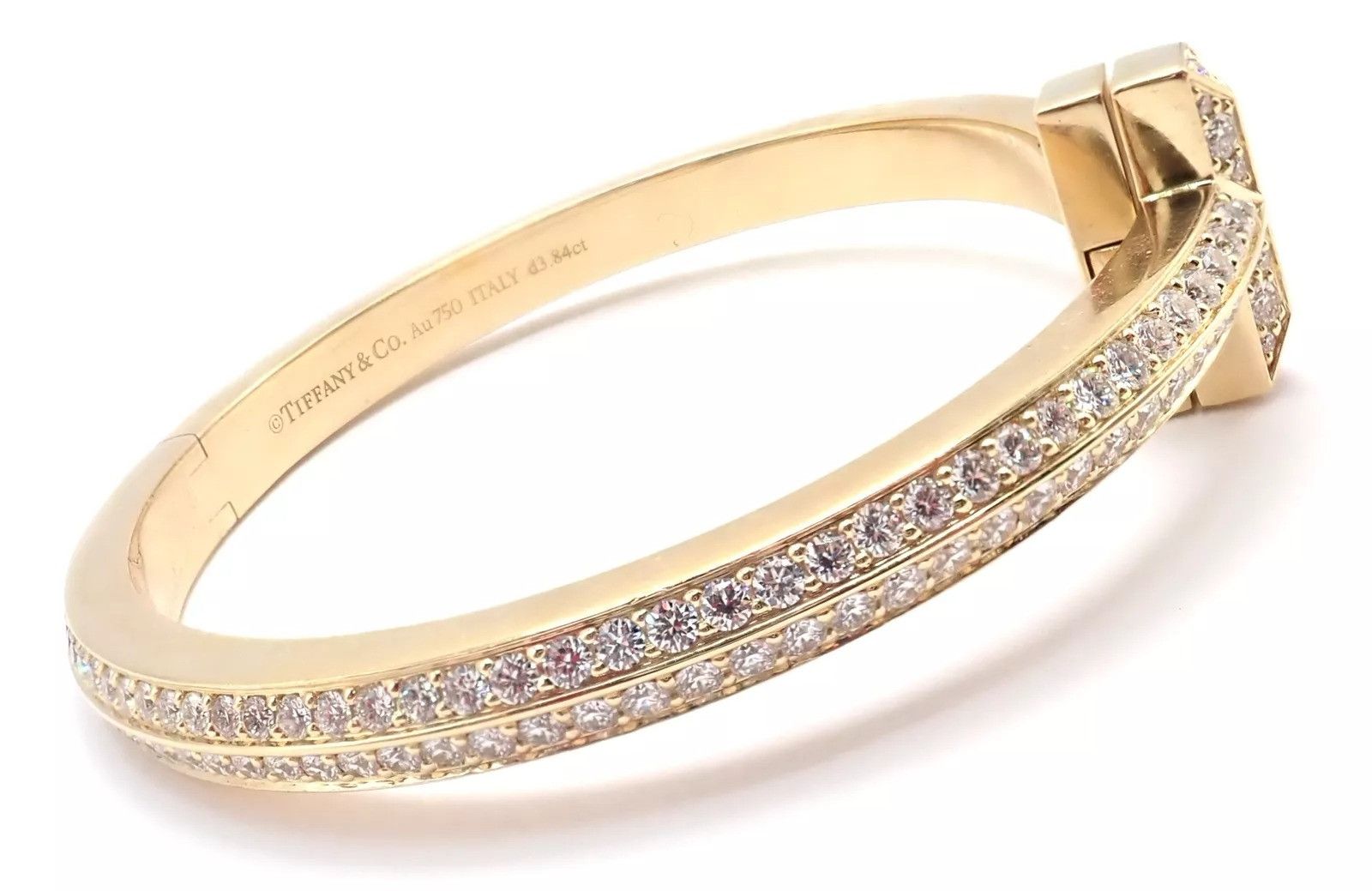 Tiffany & Co. Tiffany & Co 18k Yellow Gold Diamond T1 Wide Bangle Bracelet Size ONE SIZE - 7 Thumbnail