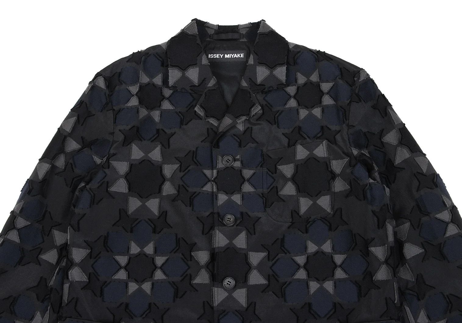 Issey Miyake Geometric Jacquard Jacket in Black and Navy Size US S / EU 44-46 / 1 - 2 Thumbnail