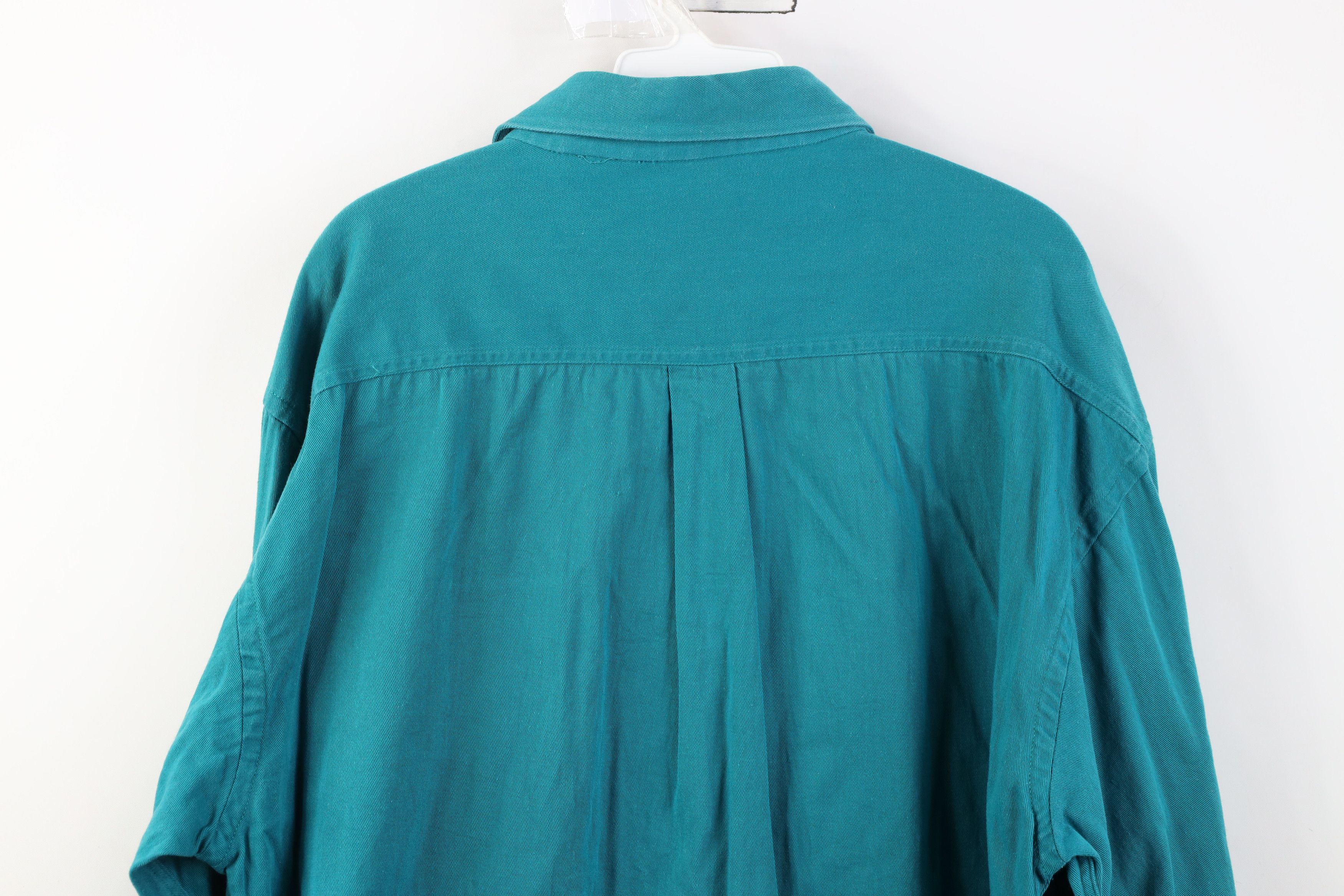 Vintage Vintage 90s Streetwear Twill Collared Button Shirt Teal Size US L / EU 52-54 / 3 - 12 Thumbnail