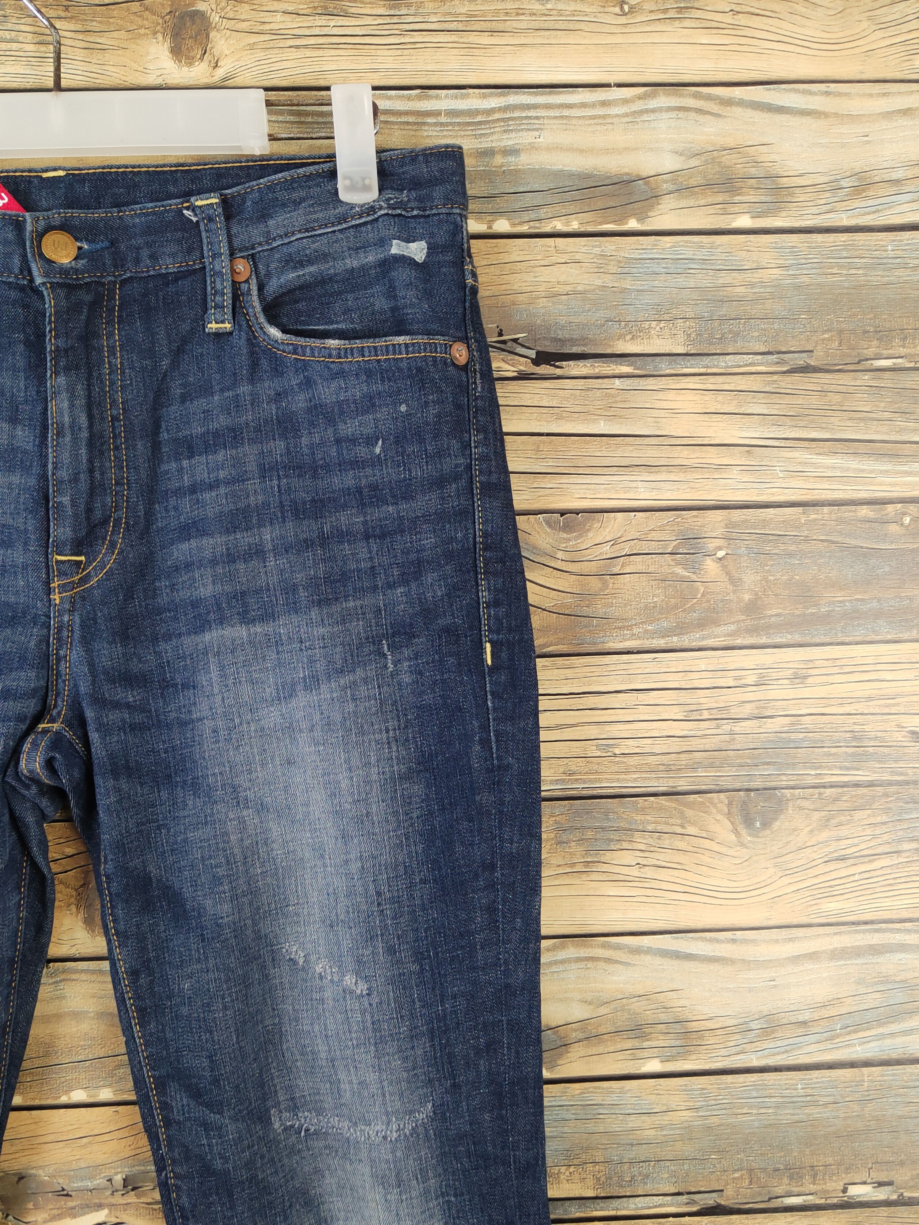Japanese Brand Uniqlo Dark Blue Distressed Ripped denim Jeans #W1834 Size US 30 / EU 46 - 5 Thumbnail