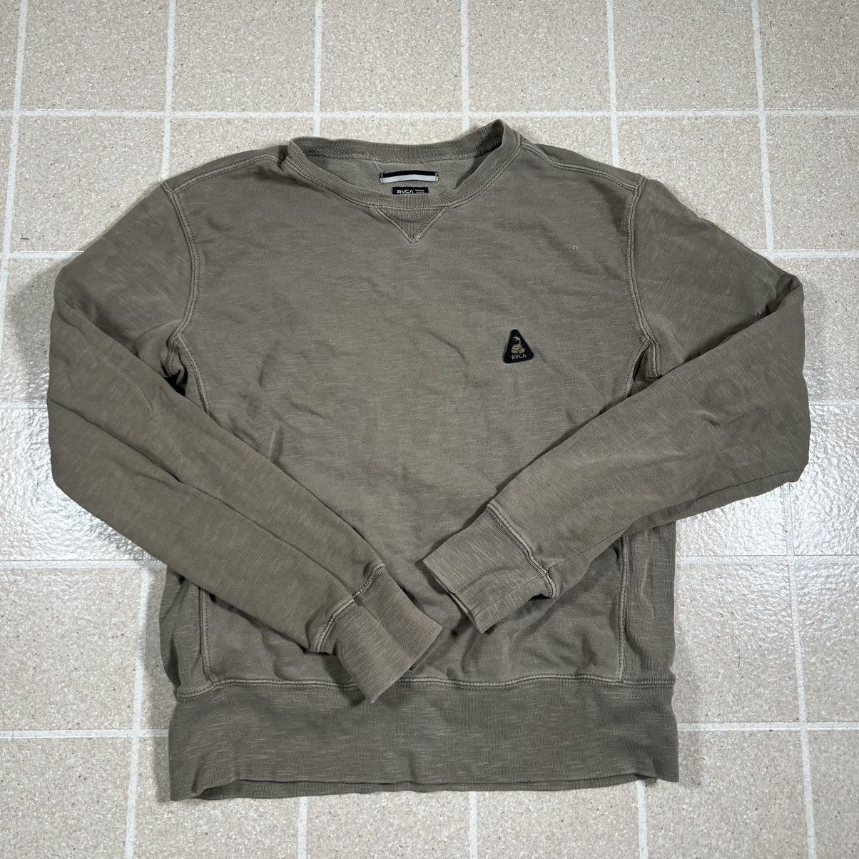 RVCA RVCA Crew Neck Sweater Gray Olive Chest Logo Long Sleeve Size US M / EU 48-50 / 2 - 1 Thumbnail