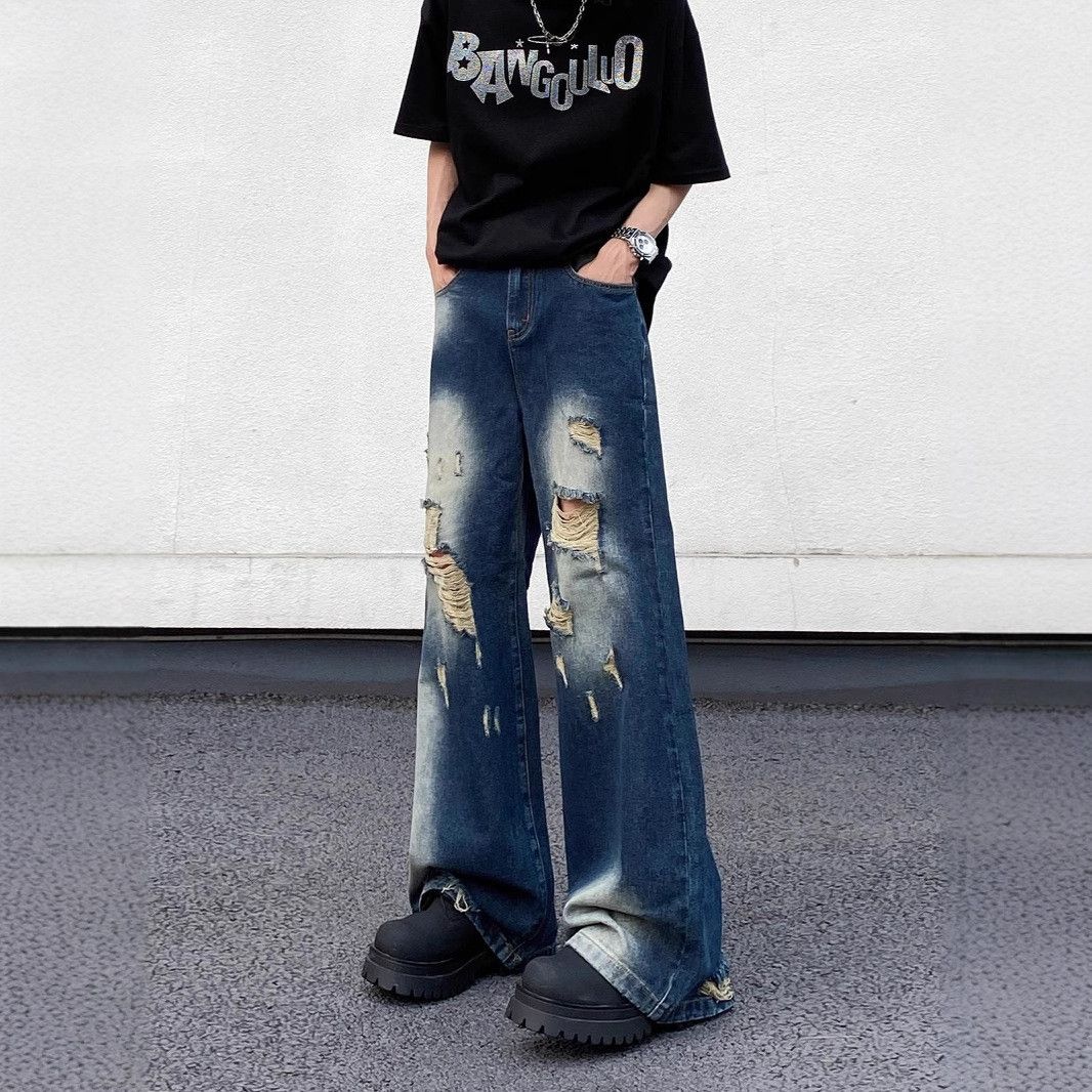 Japanese Brand American retro washed distressed gradient ripped jeans Size US 32 / EU 48 - 5 Thumbnail